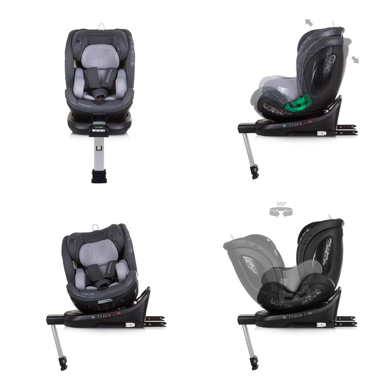 Chipolino Autokindersitz Maximus Isofix 40-150cm, ab: 0, bis: 12, i-Size Stützbein 360° drehbar