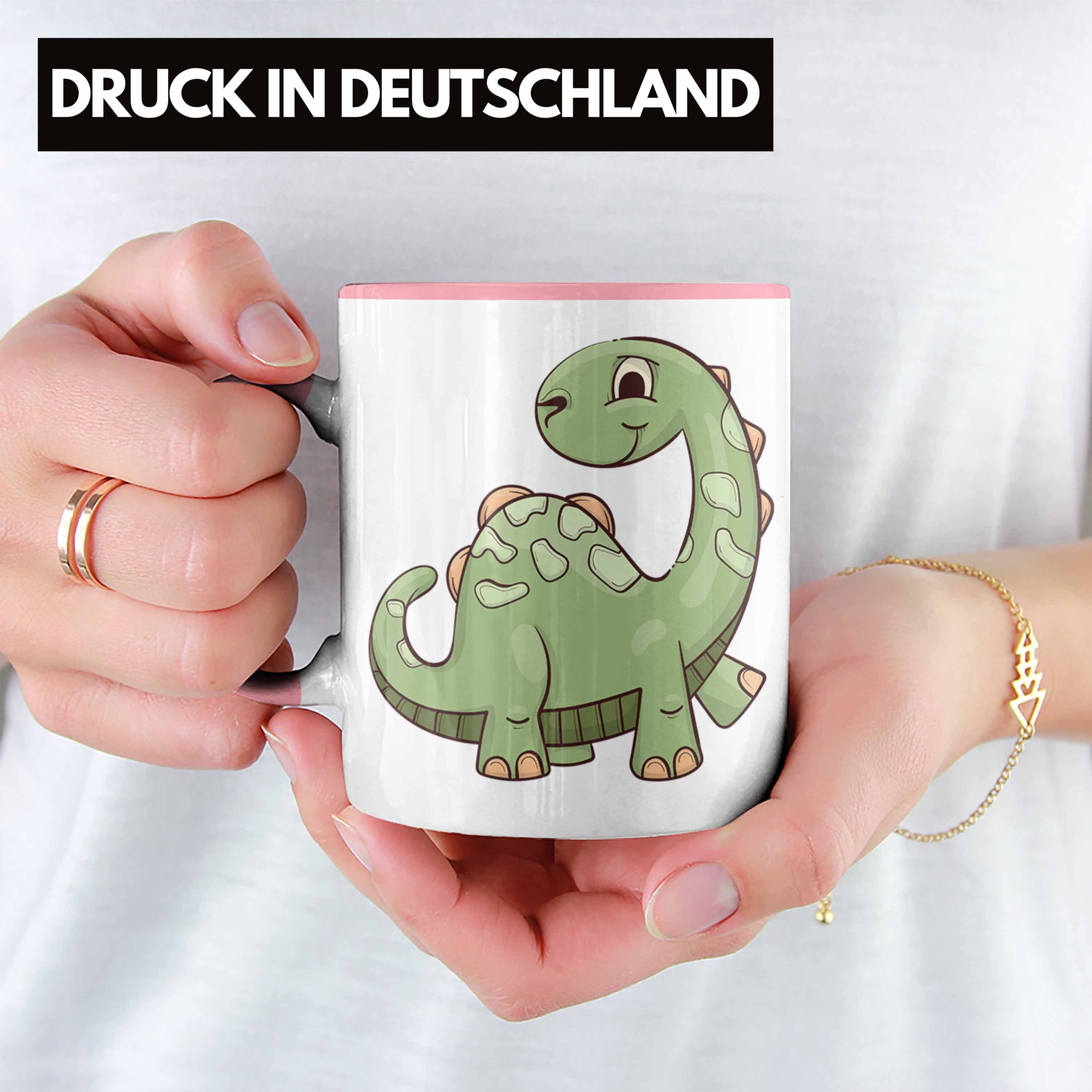 Geschenkidee Geschenke Lustig Jungs Trendation für Tasse Dinosaurier Tasse Coole Jungen Dinofans Trendation Rosa -