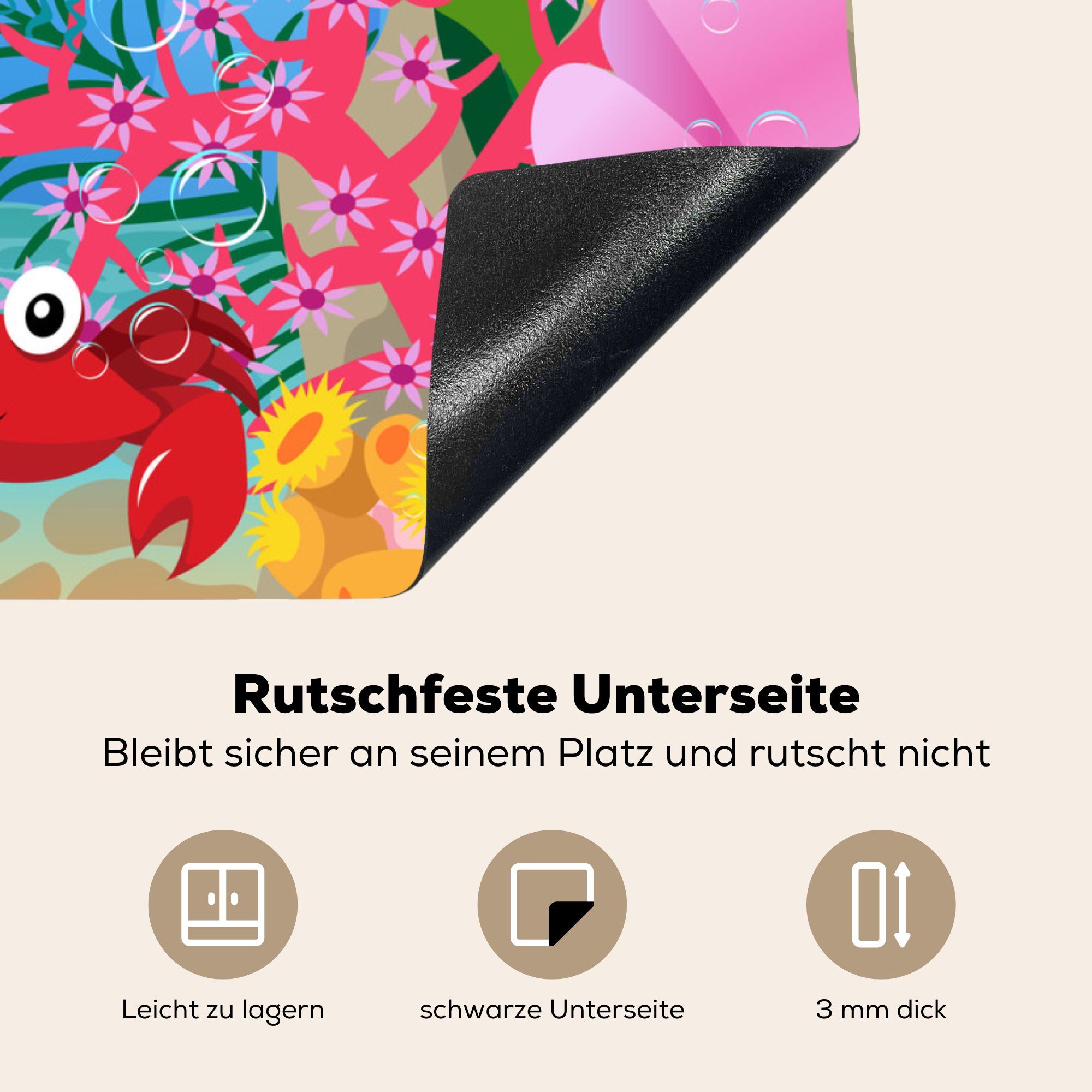 cm, tlg), Ceranfeldabdeckung, 78x78 Illustration Herdblende-/Abdeckplatte küche für von schwimmenden (1 Wassertieren Vinyl, MuchoWow Arbeitsplatte für Kinder,