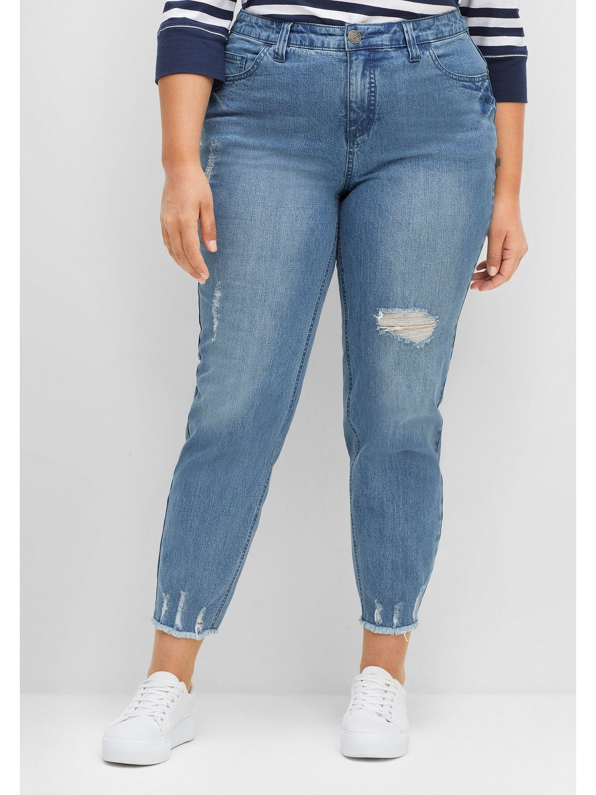 Sheego Stretch-Jeans Große Größen in knöchelfreier modischen Länge, mit Effekten