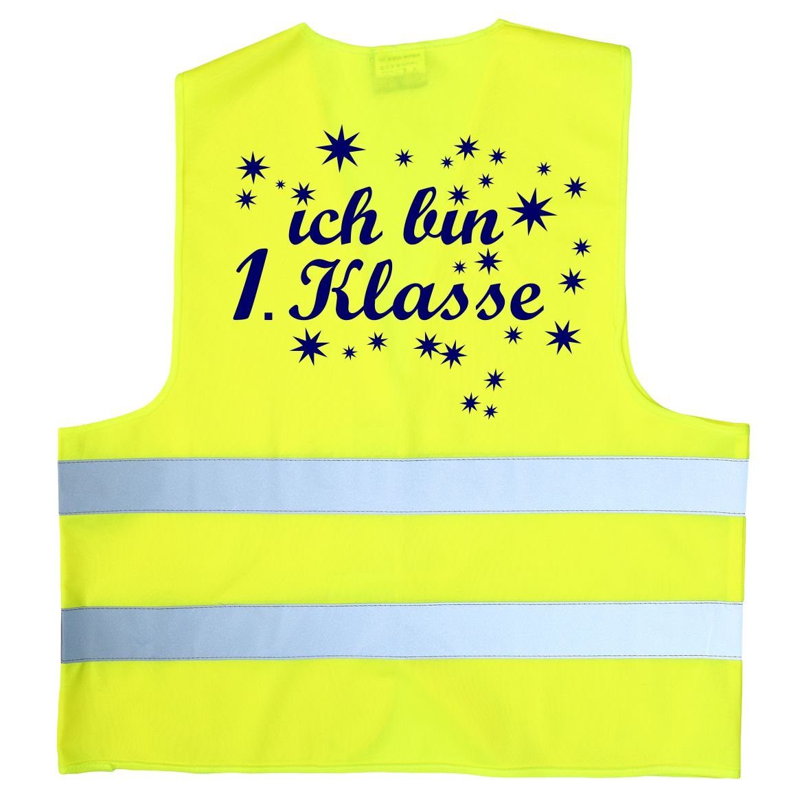 coole-fun-t-shirts Schulranzen Ich bin 1. Klasse ! Kinder Warnweste zur Einschulung Schulanfang ABC Schützen Gr. XS 120-140 cm oder S 152-160 cm Sicherheitsweste Neongelb und orange