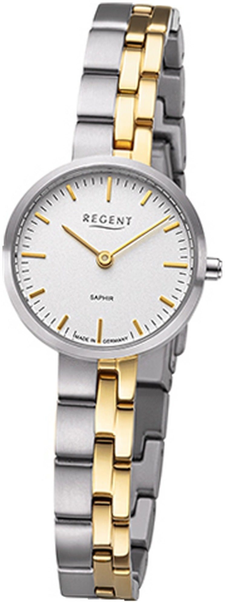 Regent Quarzuhr Regent Damen Armbanduhr Analog, Damenuhr Titanbandarmband silber, gold, rundes Gehäuse, klein (26mm)