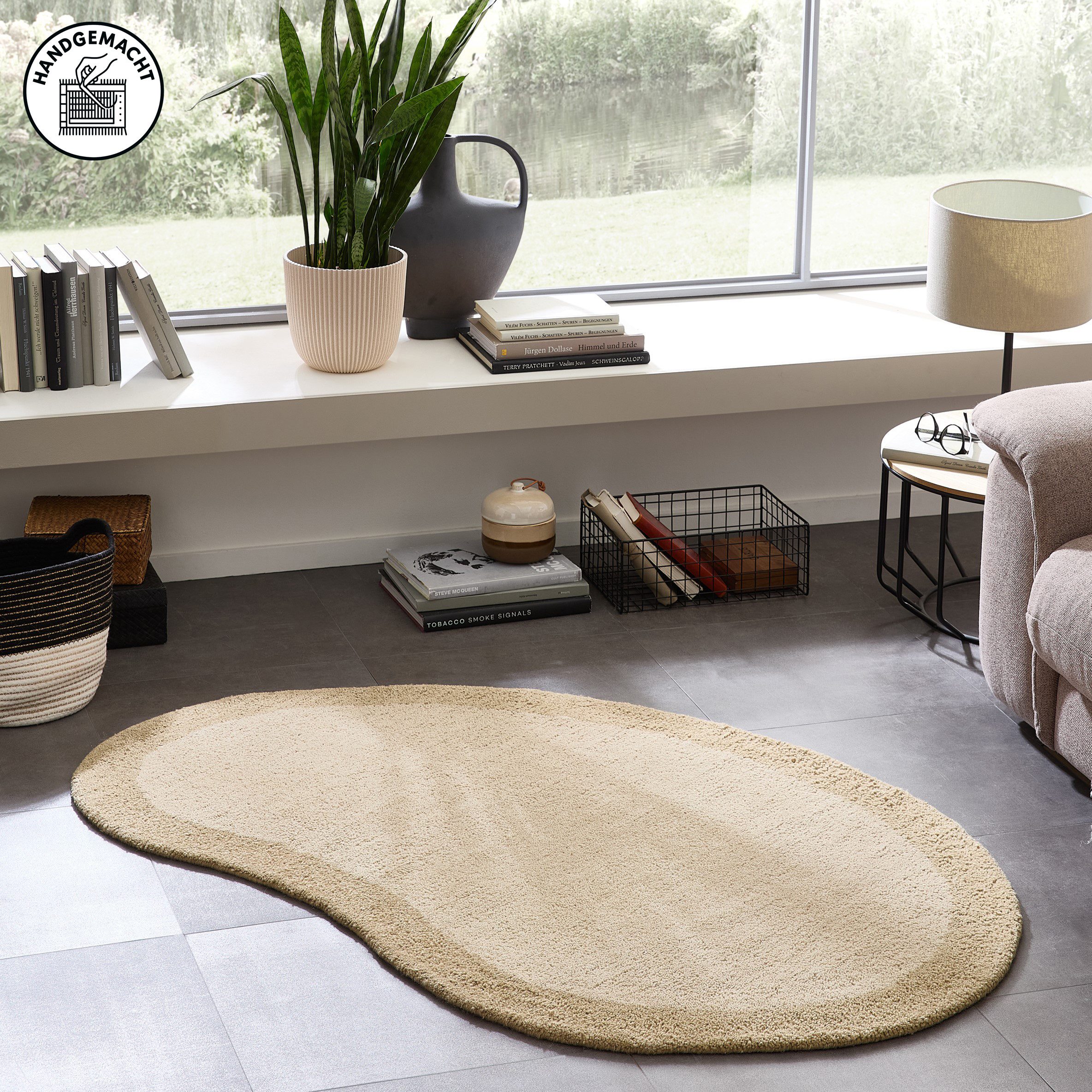 THEKO Wollteppich Gabbeh Super, Handweb, Teppich, Bordüre, reine Wolle, oval, Höhe: 9 mm, Schlafzimmer, Wohnzimmer, Esszimmer, auch als Läufer, eckig oder rund