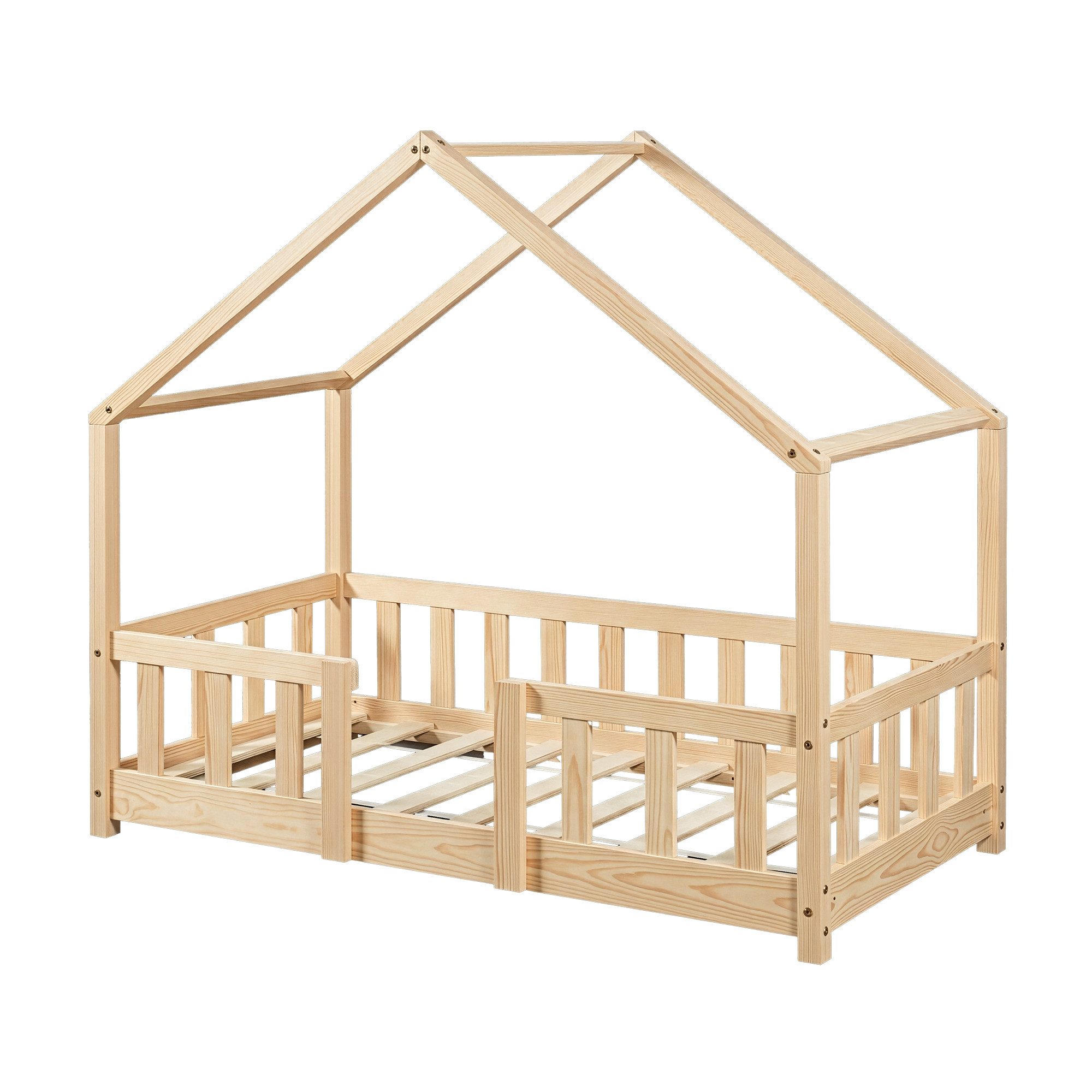 en.casa Kinderbett, »Treviolo« Haus-Optik Montessori 70x140 cm Holzfarben