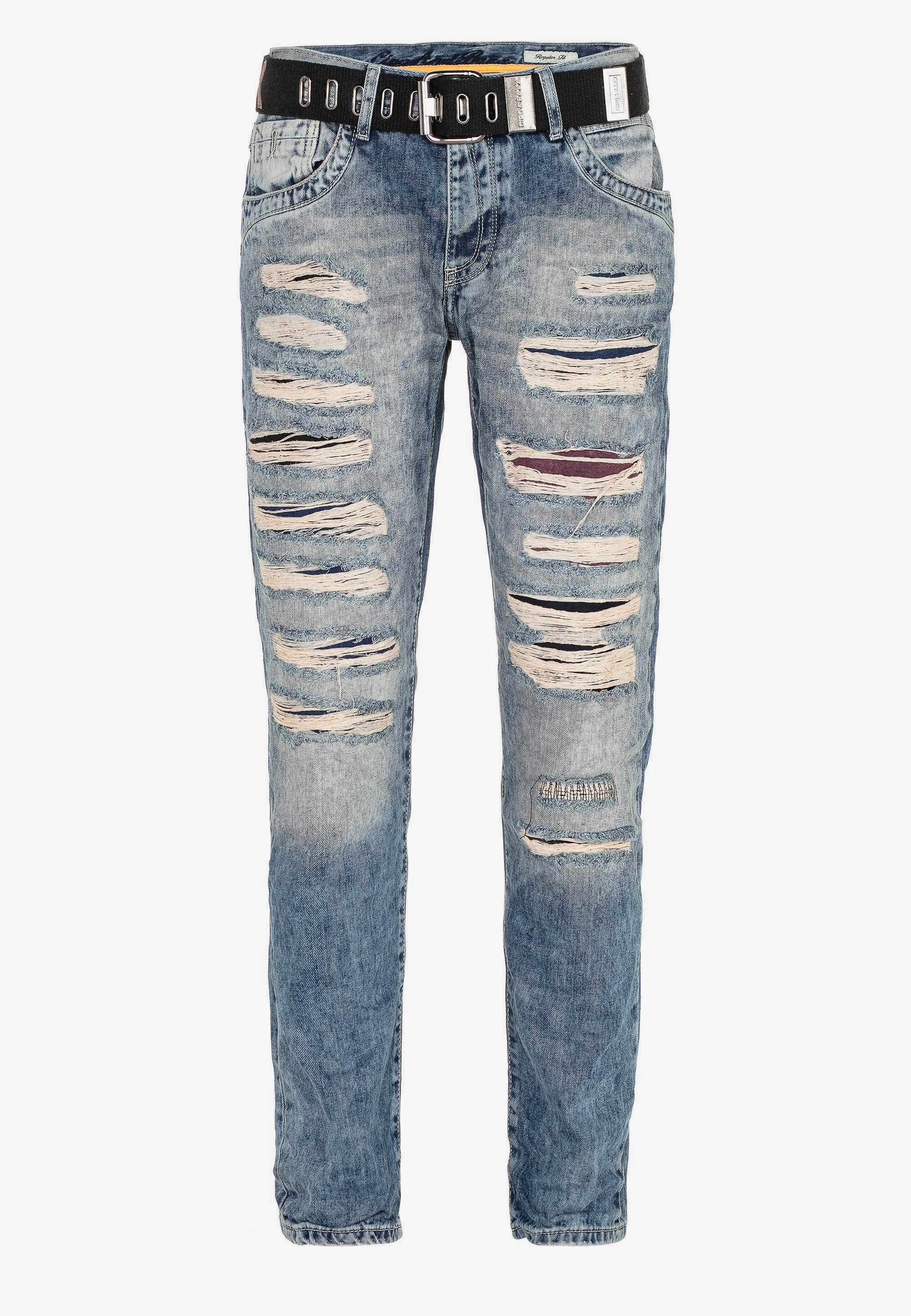 in & Details Baxx Straight-Fit Ripped Jeans Bequeme Cipo mit