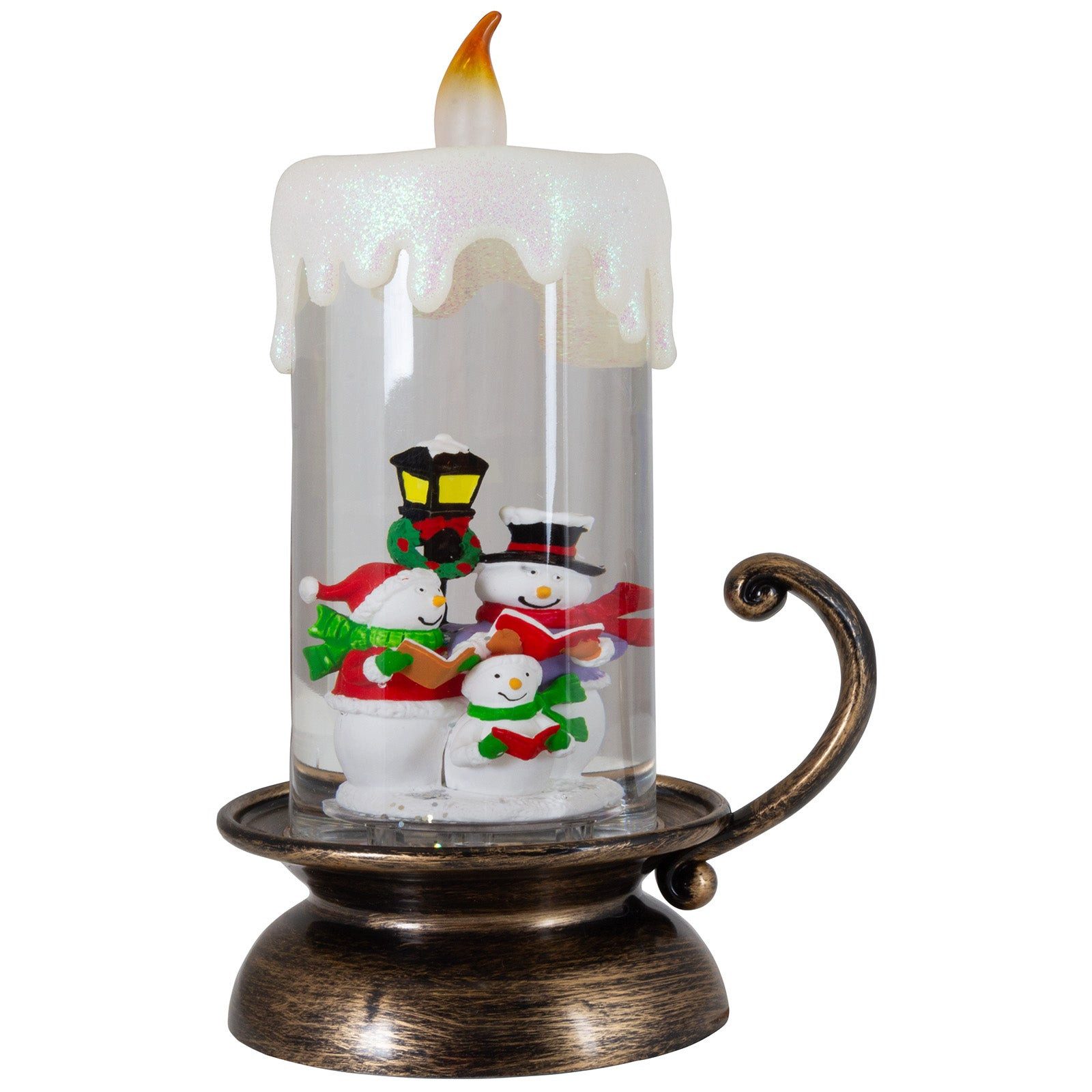 Christmas Paradise LED Laterne Schneelaterne Kerze 22cm, zuschaltbare Weihnachtsmusik, LED, warmweiß, schneit im Inneren, bunt, Schneemann