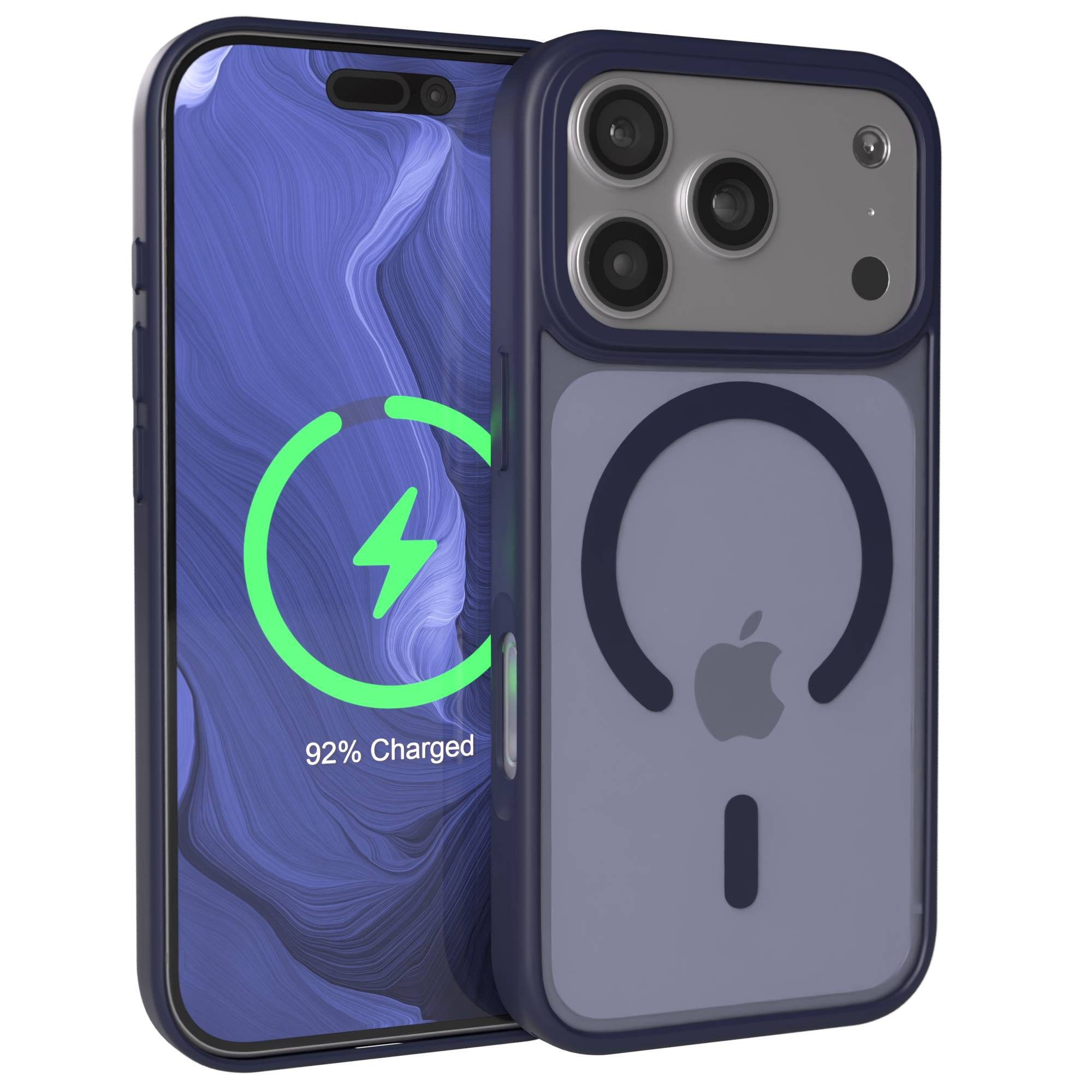EAZY CASE Handyhülle Outdoor Case MagSafe für Apple iPhone 17 Pro 6,3 Zoll, Handy Cover MagSafe Slim Silicon Hülle Outdoorcase stoßfest Dunkelblau