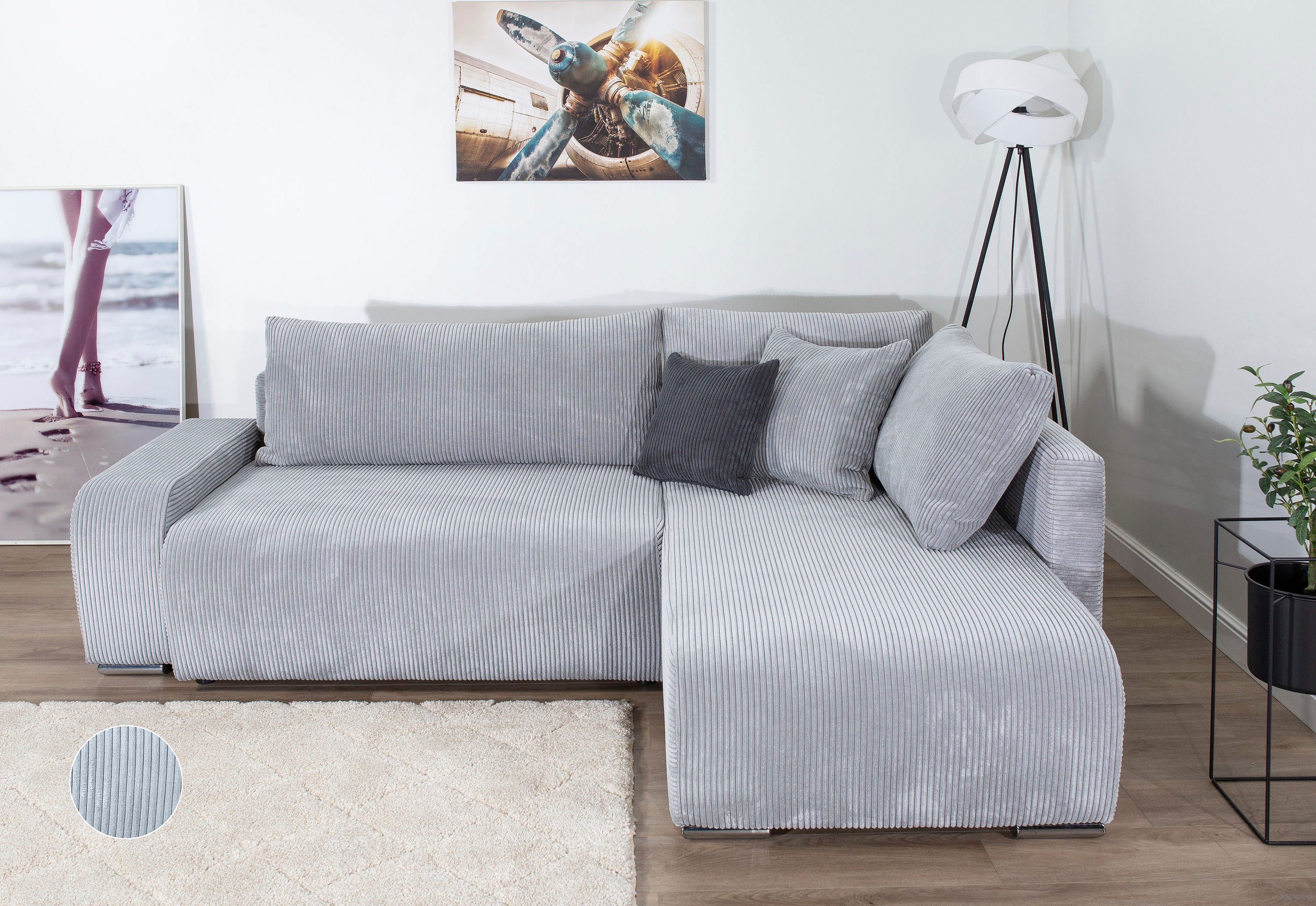 COLLECTION AB Ecksofa Poppy, L-Form, Breite 227 cm mit Schlaffunktion, inkl günstig online kaufen
