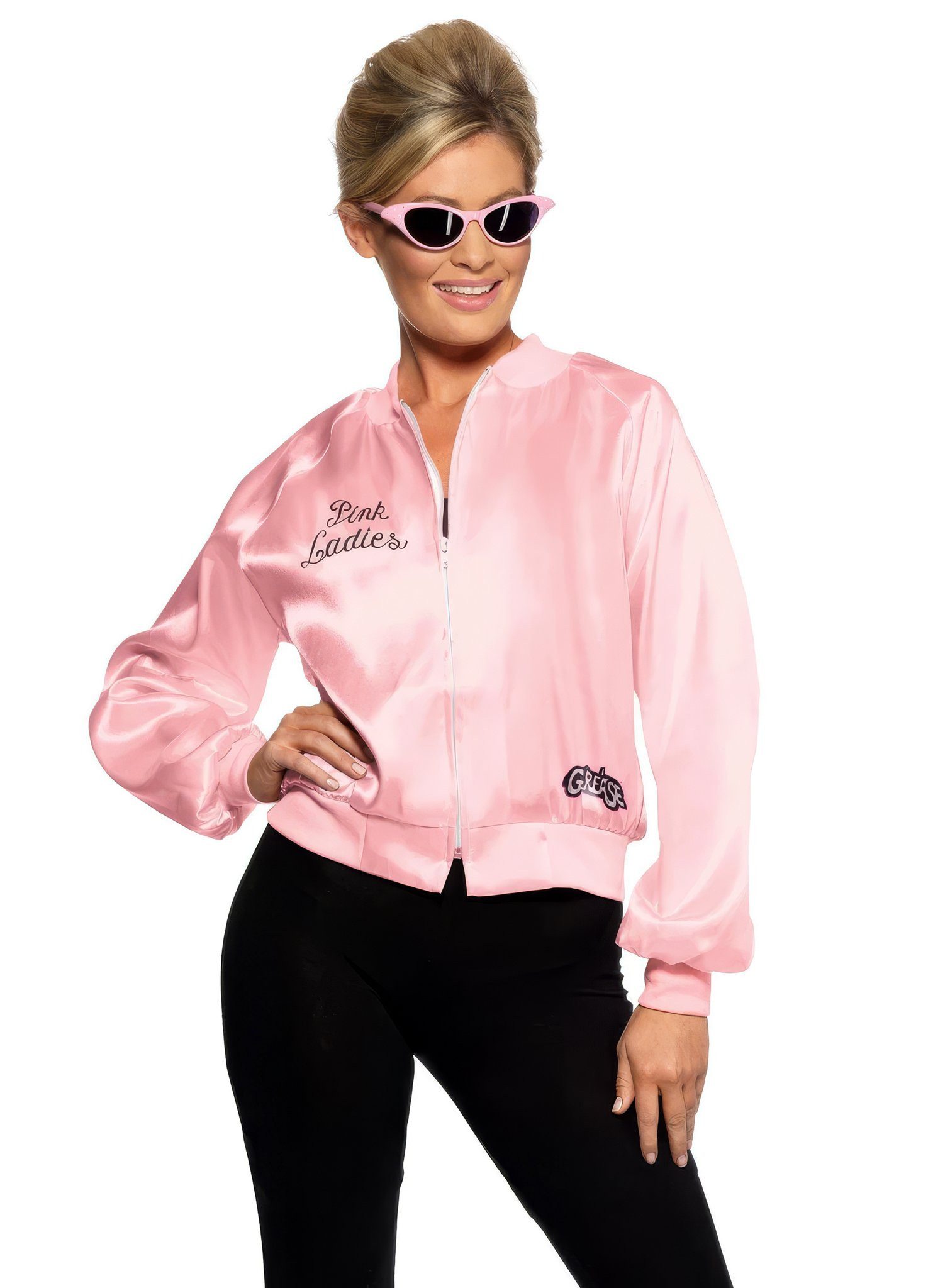 Smiffys Kostüm Grease Pink Ladies Jacke, Eignet sich hervorragend zum Abhängen im Frosty Palace!