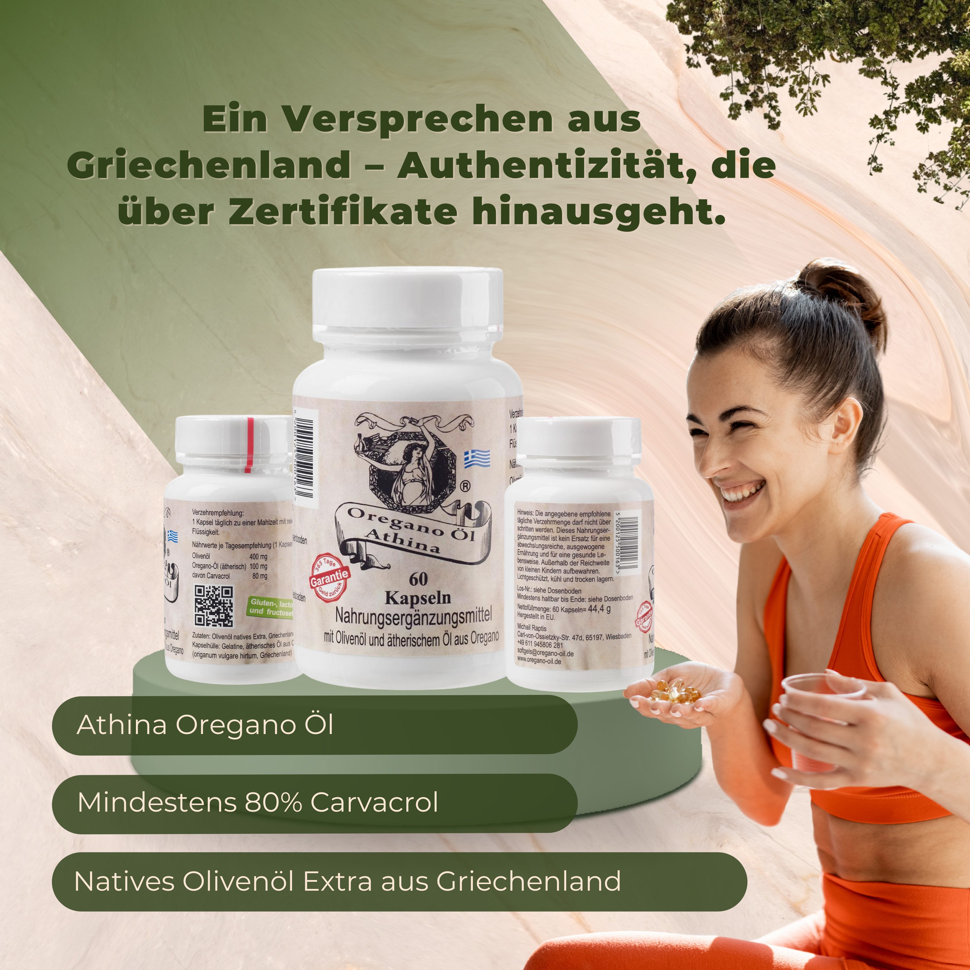 Athina Oregano Öl Softgels-Forte 80% Carvacrol Kapseln, 44 g