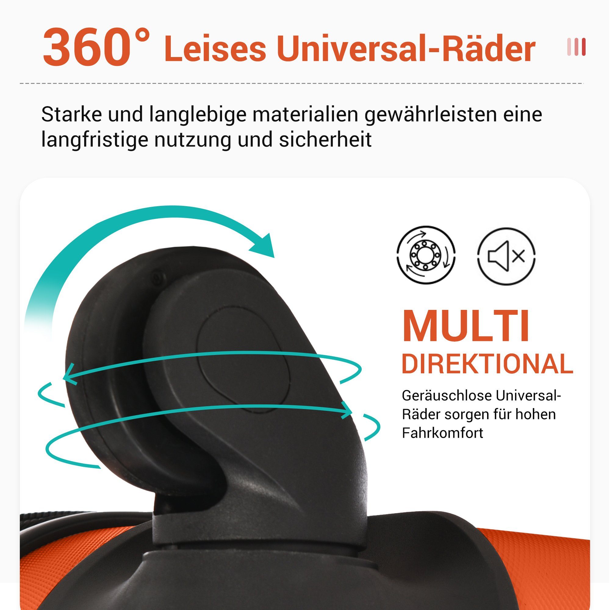 Rollen, Trolley Hartschalenkoffer Flieks ABS-Material Orange Hartschalen-Trolley, Handgepäck Reisekoffer, 4