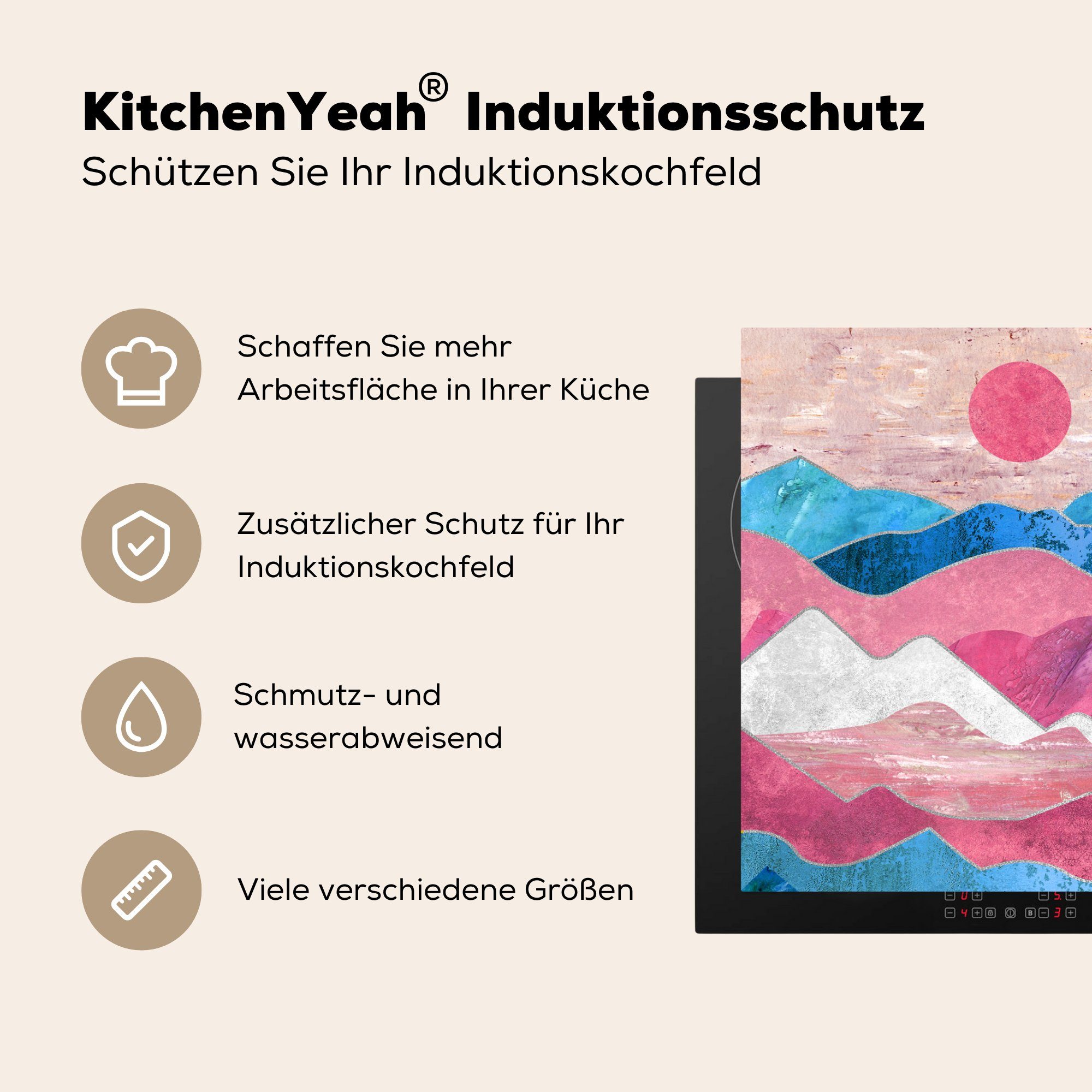 Induktionskochfeld Stolz Vinyl, Schutz für - MuchoWow - tlg), (1 Herdblende-/Abdeckplatte küche, cm, Ceranfeldabdeckung 81x52 Marmor, die Transgender