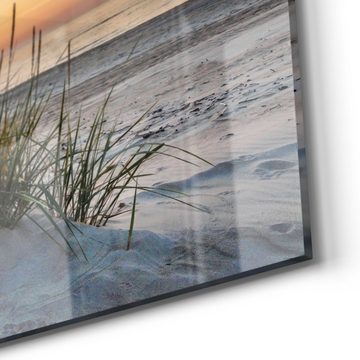 DEQORI Glasbild 'Sonnenuntergang am Strand', 'Sonnenuntergang am Strand', Glas Wandbild Bild schwebend modern