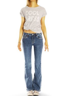 be styled Bootcut-Jeans Bootcut Jeans Hüftjeans Hosen Medium Waist - Damen - j40L-1-q 5-Pocket-Style, mit Stretch-Anteil