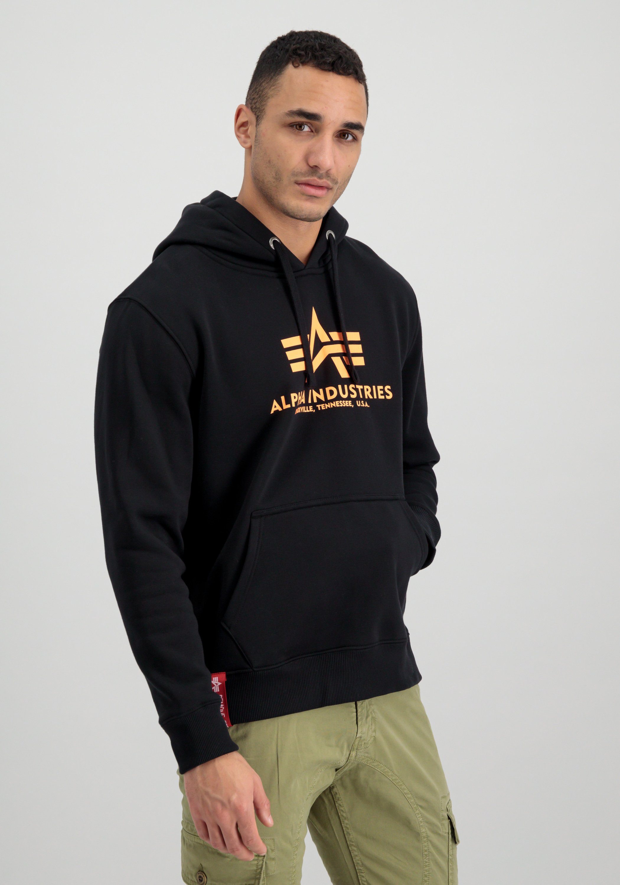 Hoody orange Basic Alpha Print Hoodie - Industries Alpha Neon Hoodies black/neon Men Industries