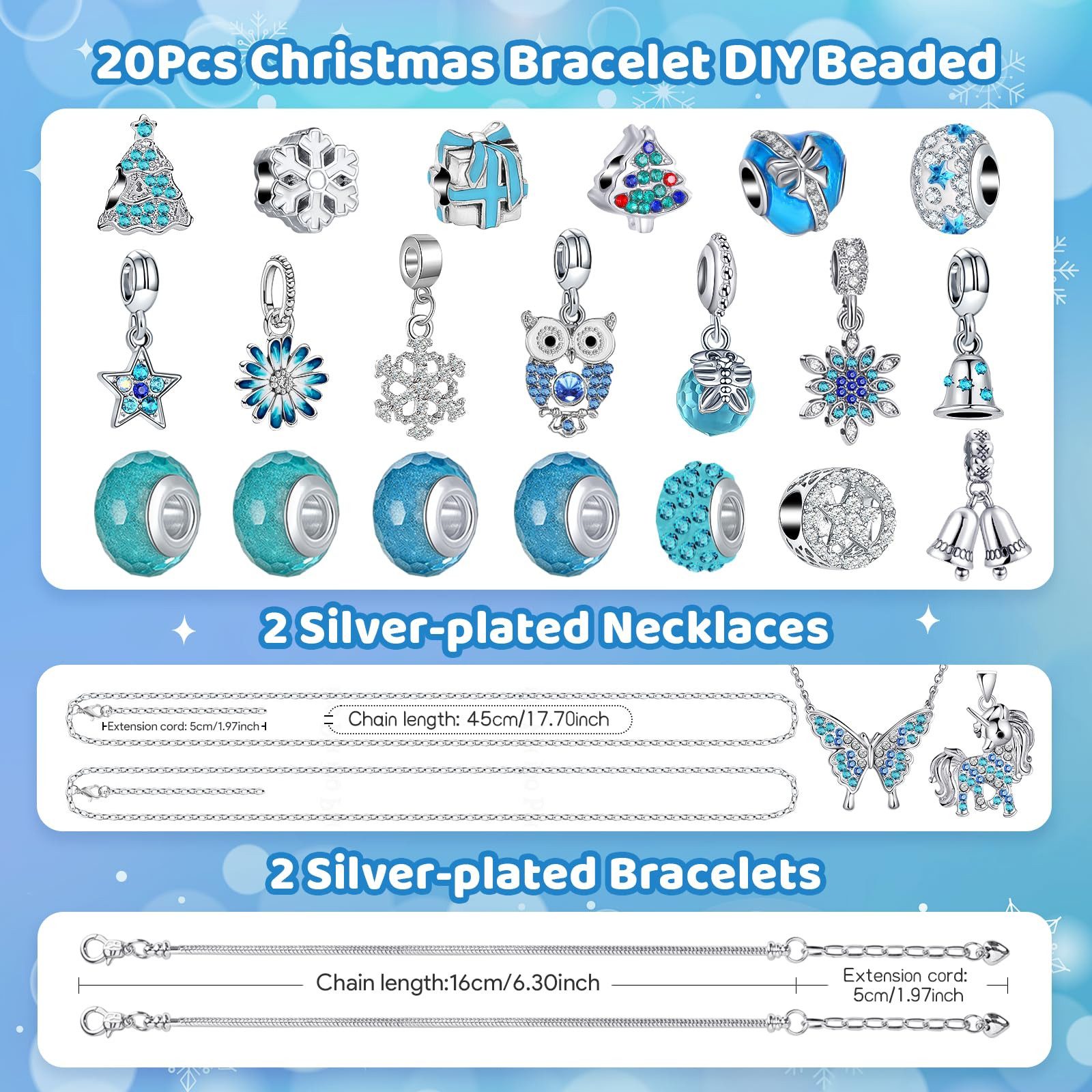 CLTYQ Schmuck-Adventskalender Schmuck-Adventskalender Weihnachtskalender Teenager Mädchen Kinder, DIY Adventskalender Inhalt Kinder Frauen Schmuck Armband