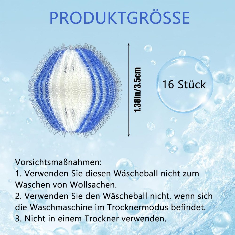 TUWENA Wäschekugel Tierhaarentferner Waschmaschine – 16 Wiederverwendbare Fusselbälle