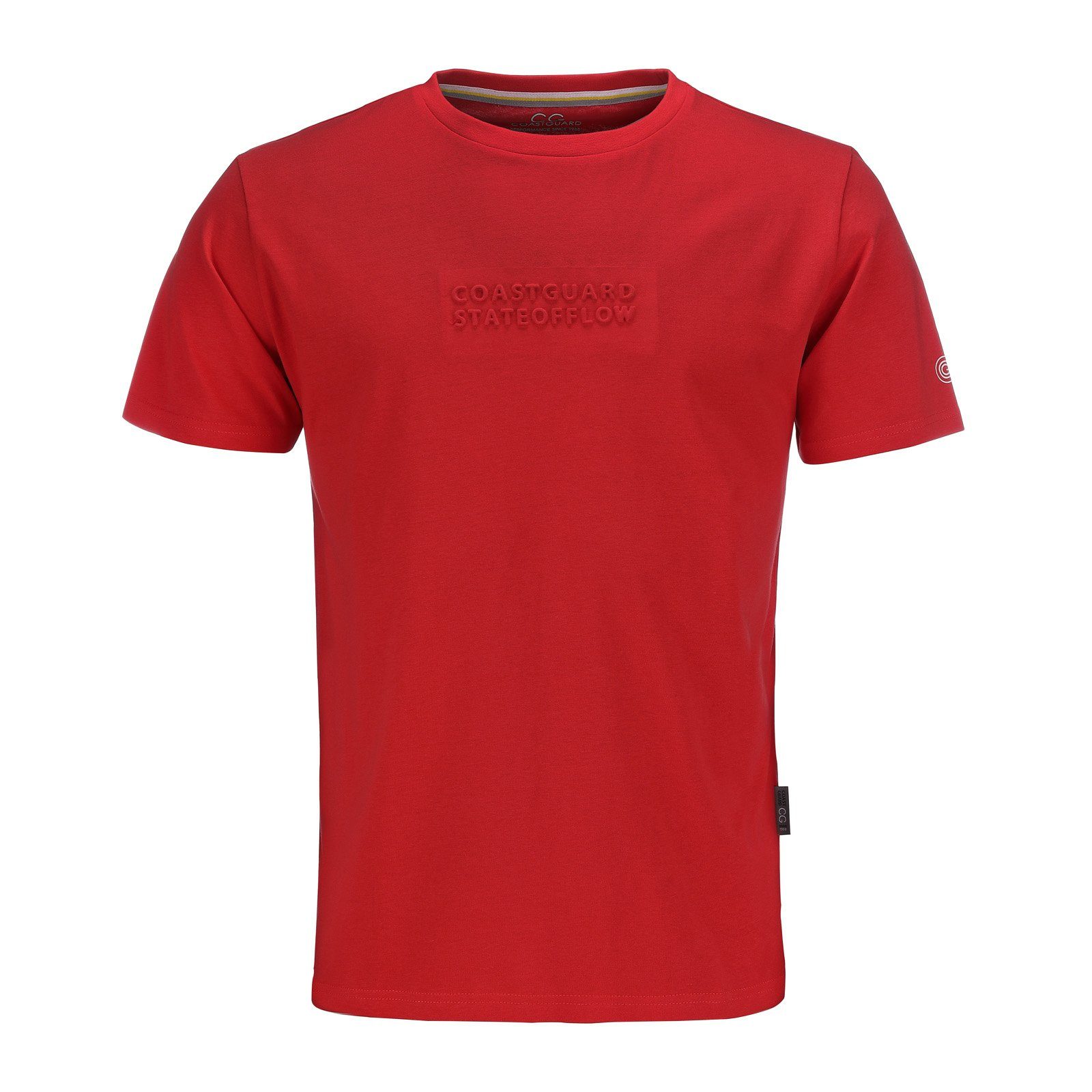 Terrax Workwear Rundhalsshirt Herren uni Baumwolle Shirt 3D-Press-Print rot T-Shirt Kurzarm mit –