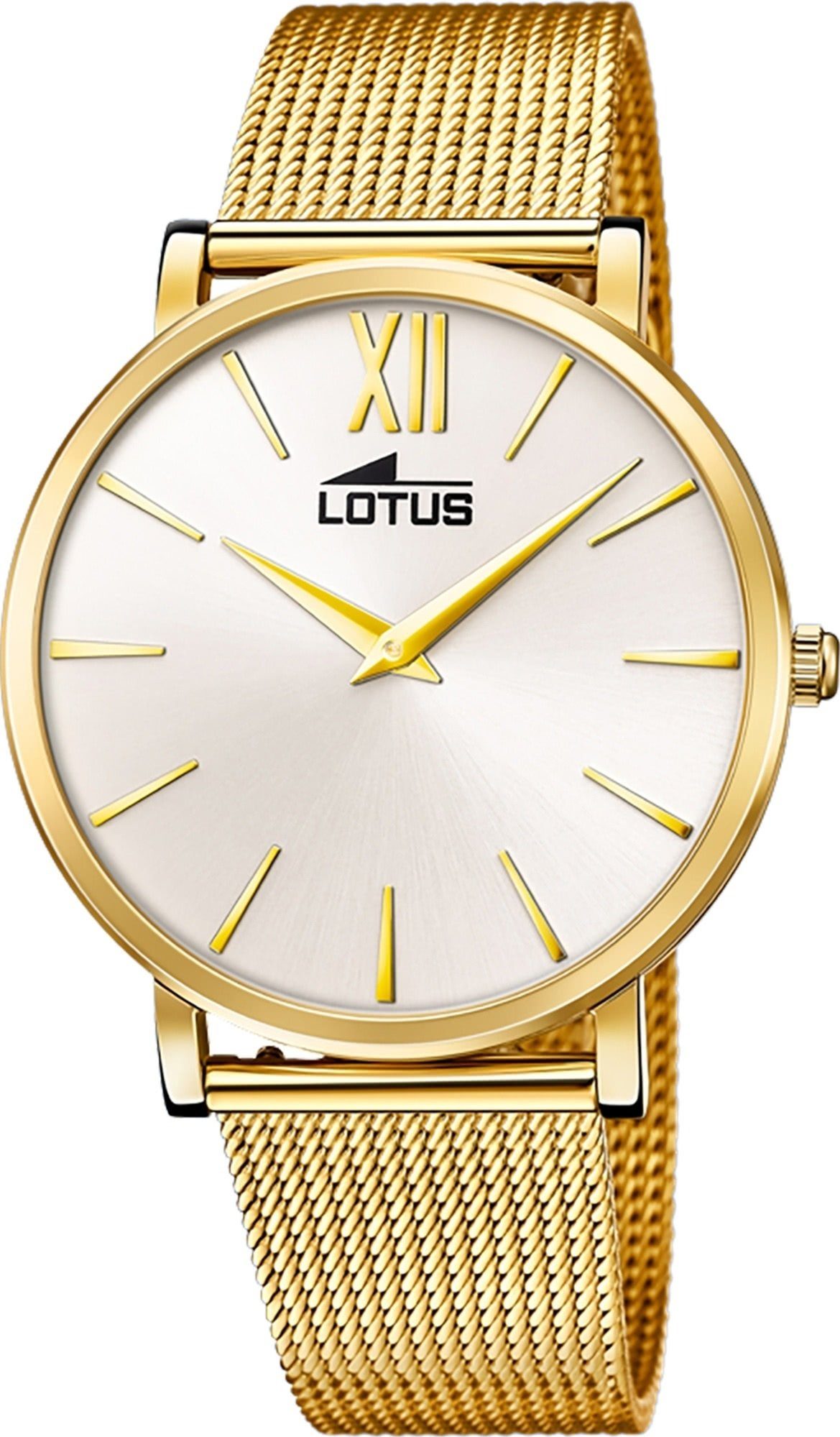 Lotus Quarzuhr Lotus Damen Armbanduhr Smart Casual, Damenuhr rund, mittel (ca. 38mm) Edelstahlarmband gold