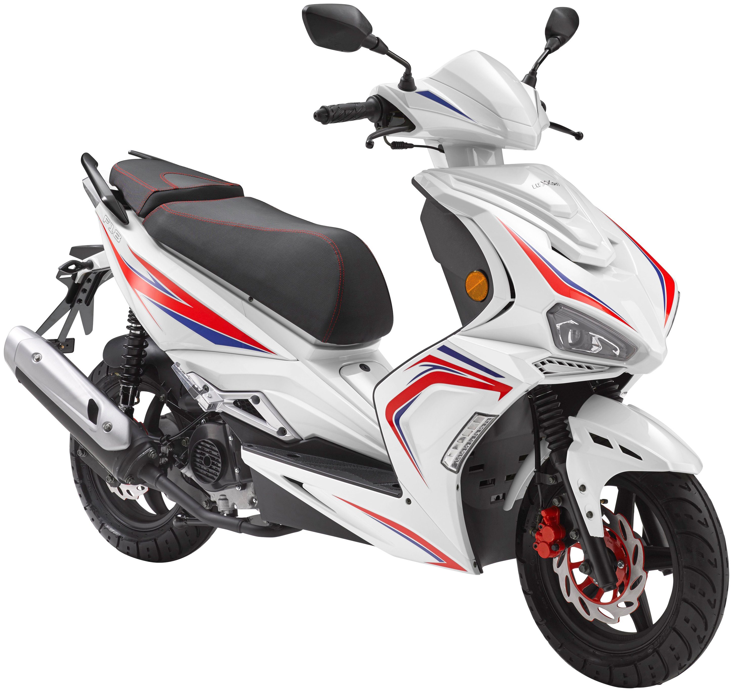 Luxxon Motorroller F18, 50 ccm, 45 km/h, Euro 5, (abschließbares Staufach), 2 Sitzplätze, für Erwachsene, Sportliches Design, 4-Takt Motor