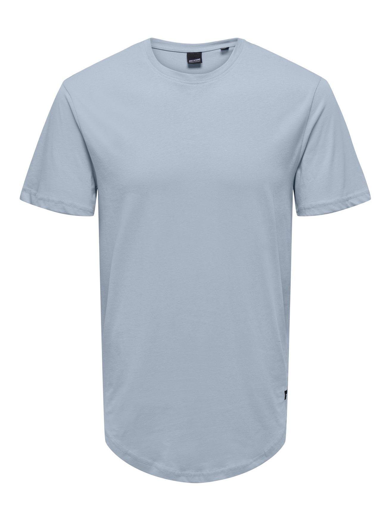 (1-tlg) Stretch ONLY 3971 Basic in Kurzarm T-Shirt Shirt Langes & Rundhals T-Shirt Hellblau SONS ONSMATT