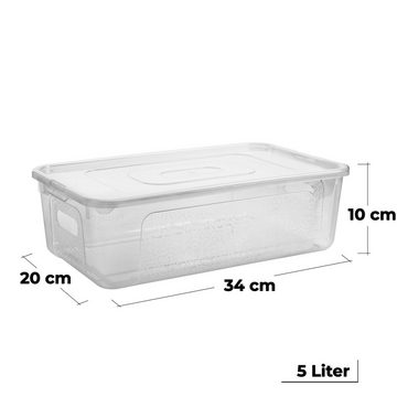 Centi Allzweckkiste Aufbewahrungsboxen mit Deckel, Aufbewahrung, Plastikbox mit Deckel (Spar Set, 6 St., 5L, H10 cm x B34 cm x T20 cm), Transparent Kisten Aufbewahrung mit Deckel mit Strukturdesign