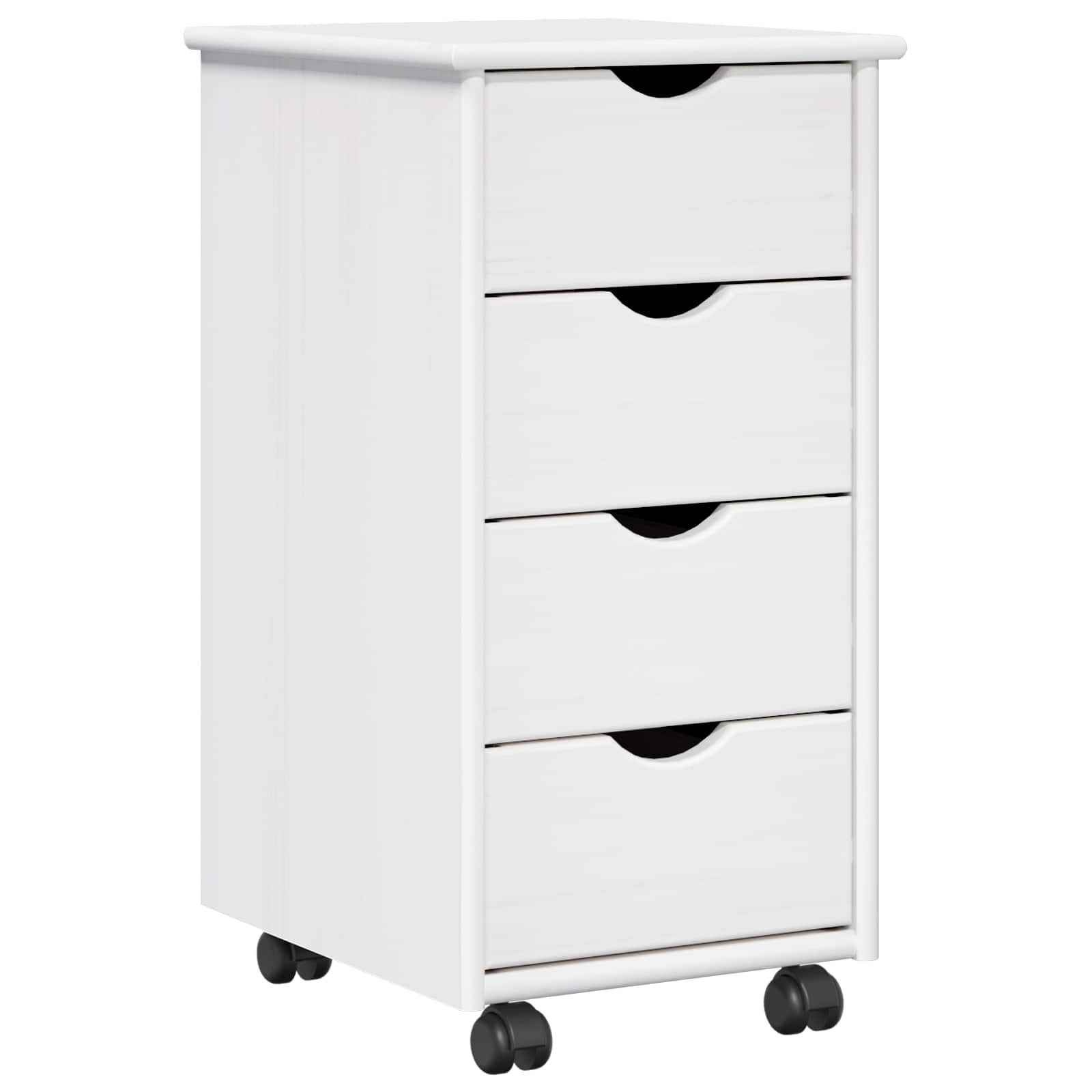 vidaXL Schranksystem Rollschrank Mit Rad Weiß 34 x 39 x 65,5 cm Massivholz Kiefer (1-St)