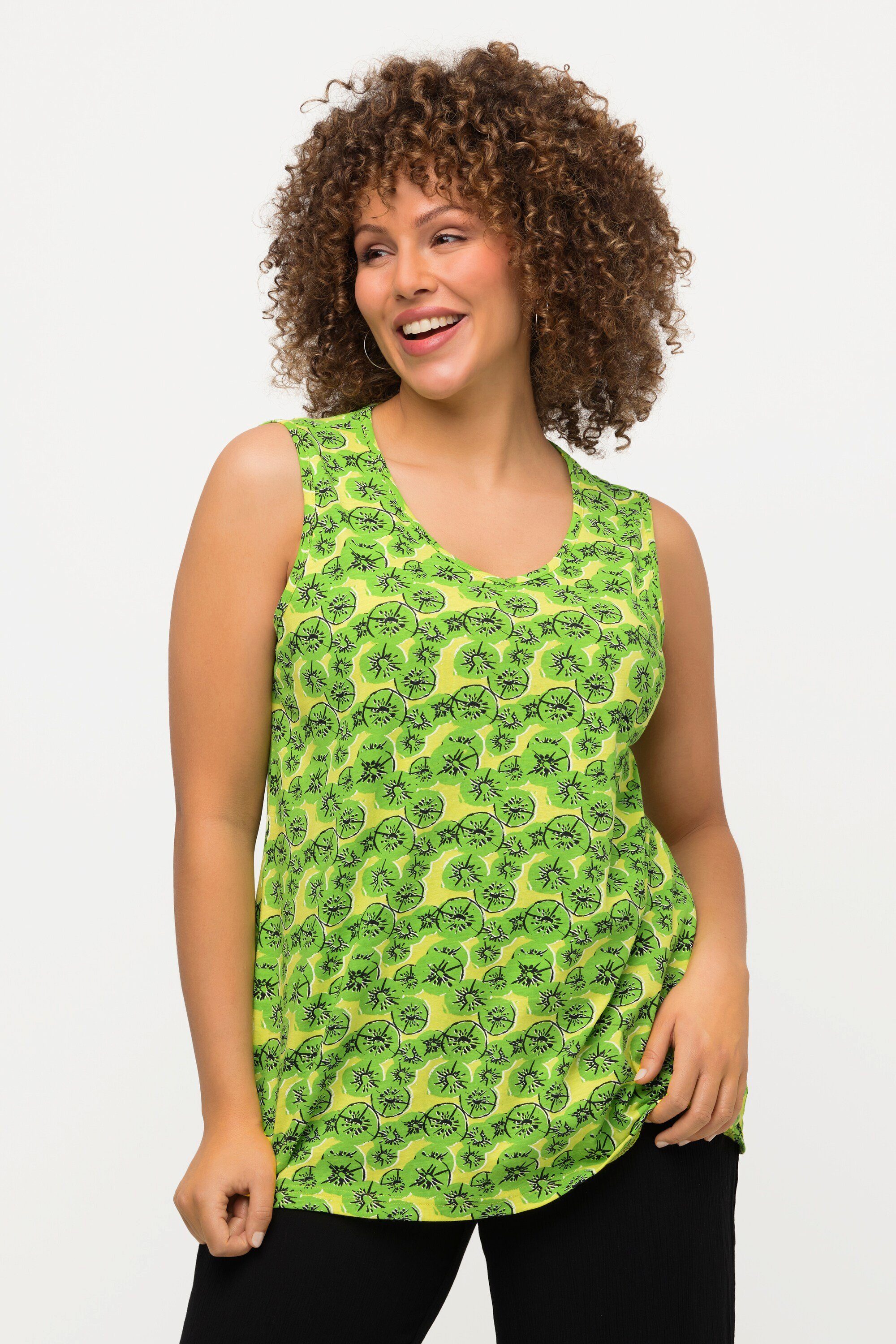Ulla Popken – T-Shirt Donna Skishirt Mit Loop Glitch AOP – Maglia Classica Per Taglie Forti (42-68)
