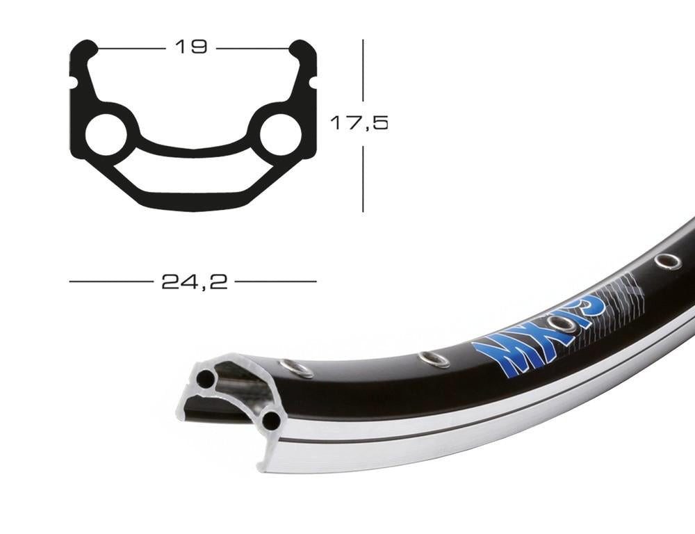 Exal Laufrad Felge Exal MX 19 28" schwarz 36 Loch 622-19 VL 8,5mm