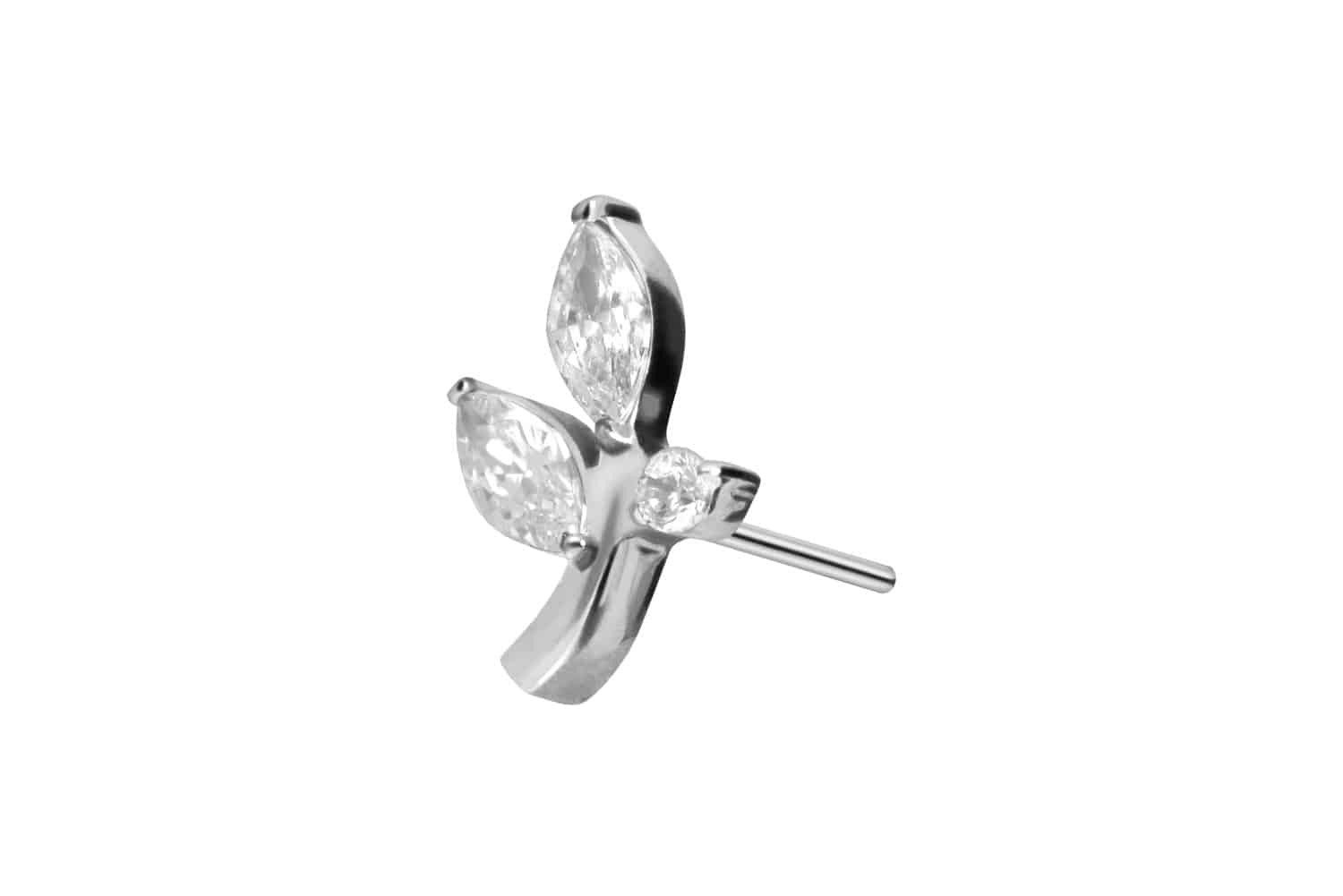 Piercing-Set Titan Aufsatz mit Push Pin KRISTALLZWEIG