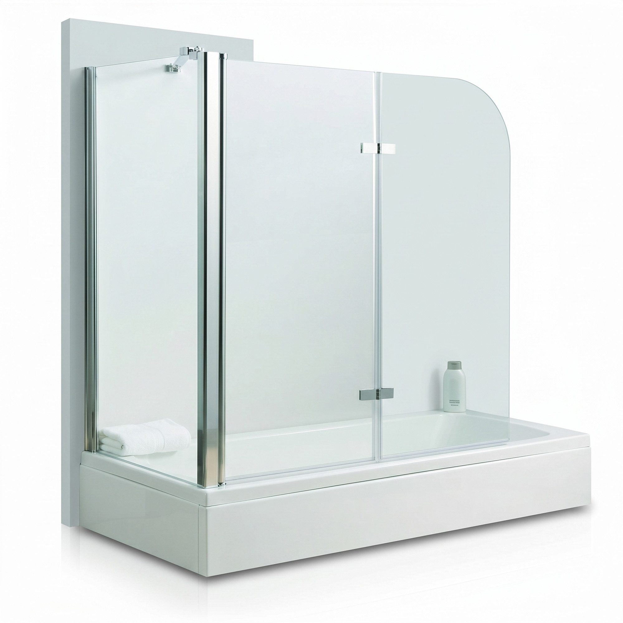 Mucola Badewannenaufsatz Eck Duschabtrennung Badewannenaufsatz Badewannenfaltwand Duschkabine, Aluminium, Glas, (Stück, 1 tlg)