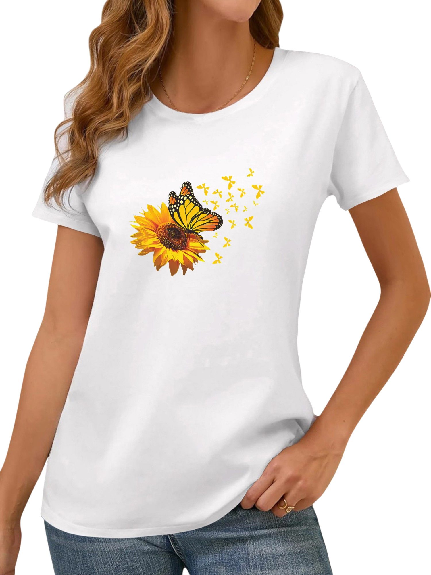 PYL Rundhalsshirt Damen bequemes Sommer Kurzarmbluse günstig online kaufen