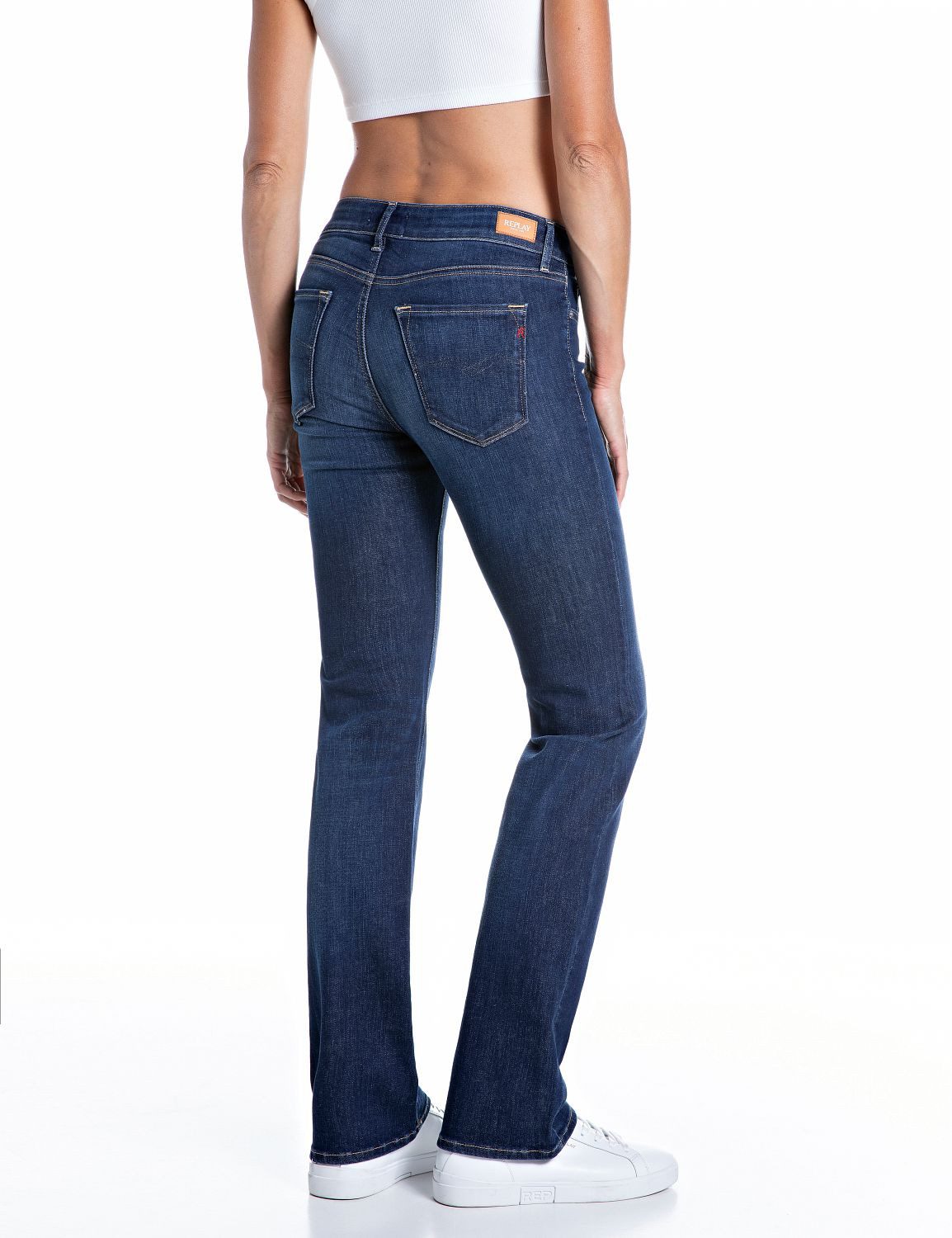 Replay Bootcut-Jeans NEW LUZ mit gesticktem R an der Gesäßtasche