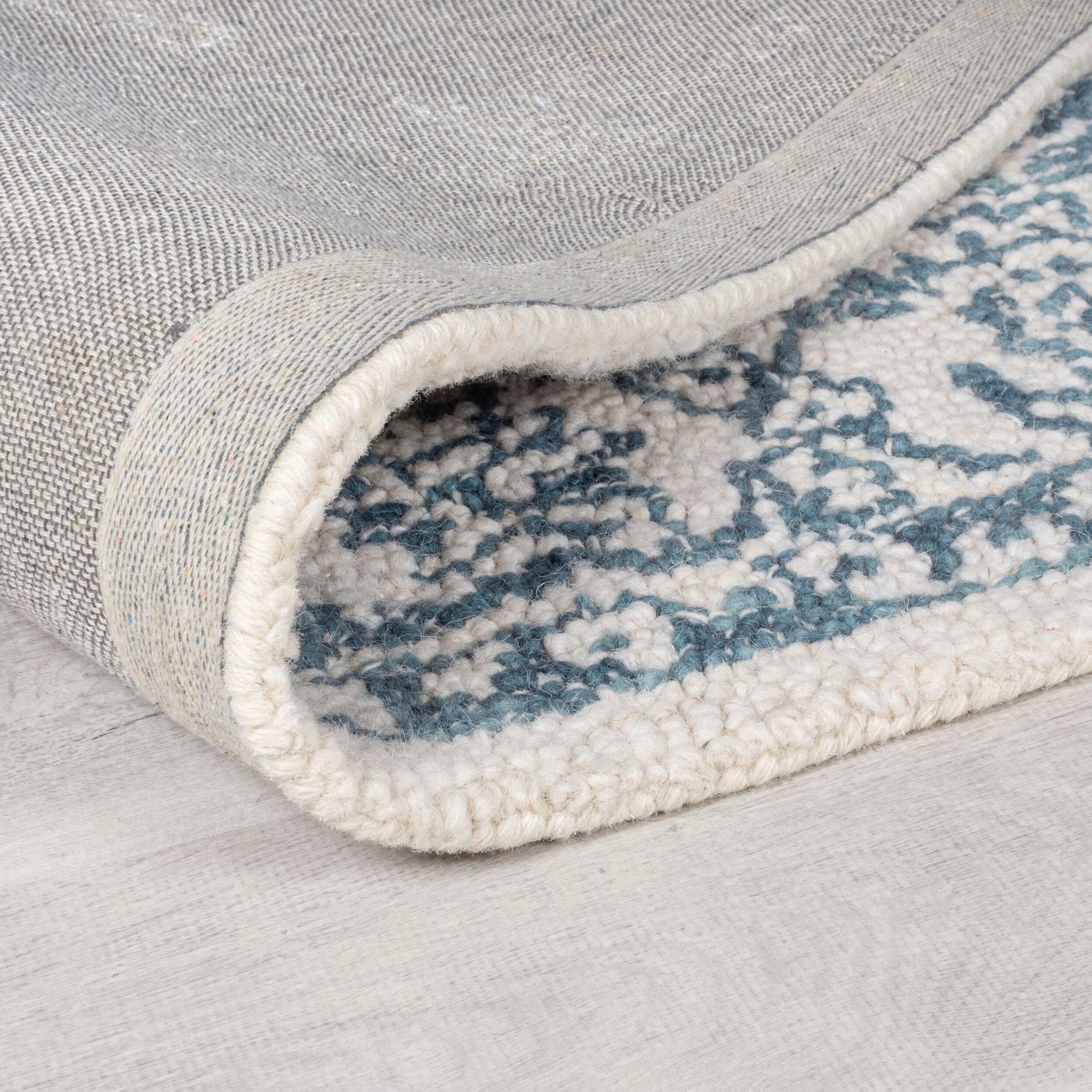 FLAIR RUGS Wollteppich Yasmin mit Blumenmuster, rechteckig, Höhe: 10 mm, Handgearbeitet