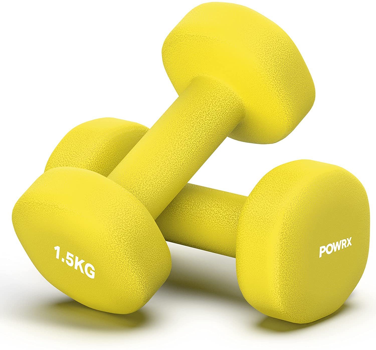 POWRX Kurzhantel Neopren Hanteln Männer/Frauen, Hexagon, 1,5kg (2X1,5Kg) 2x1,5 kg) Beige 2er Set ( Krafttraining, Beige