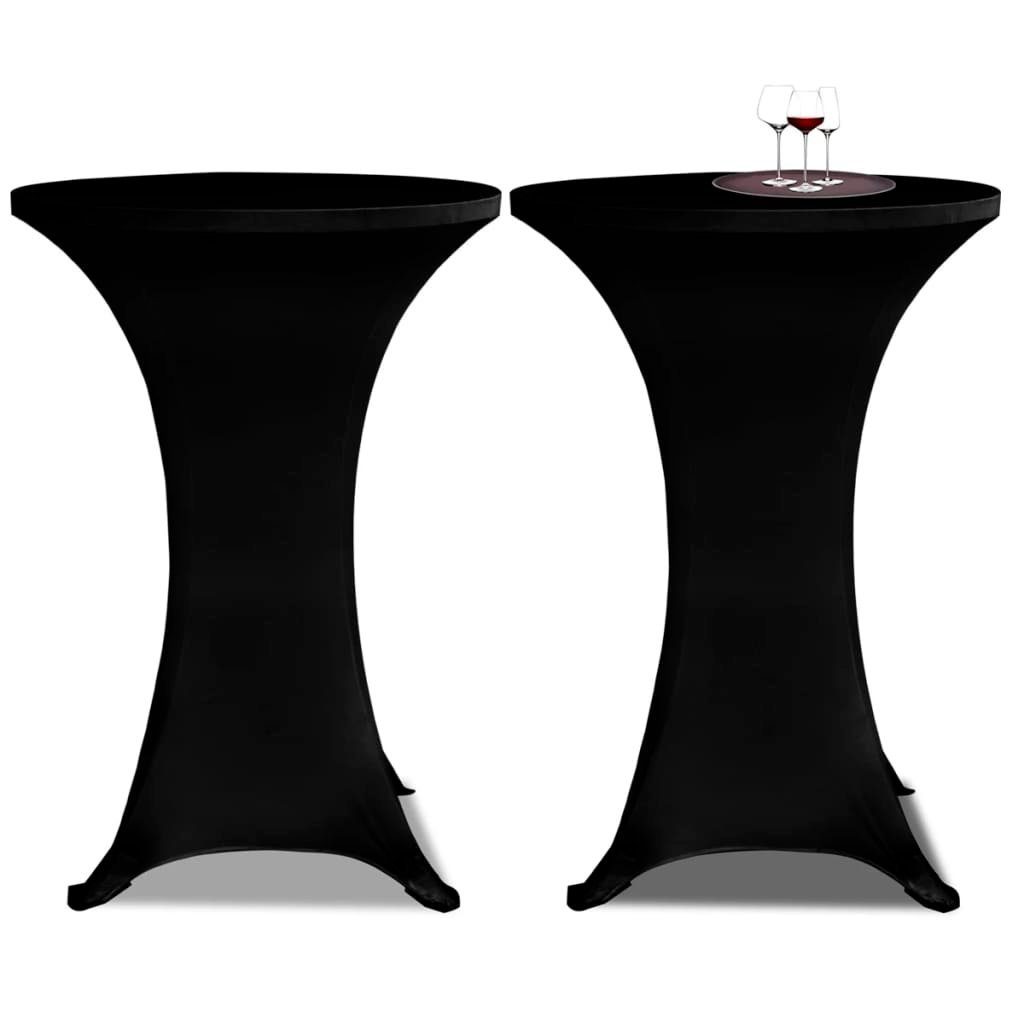 Hussen-Set 2 x Tischhusse für Stehtisch Stretchhusse Ø60 cm schwarz, furnicato