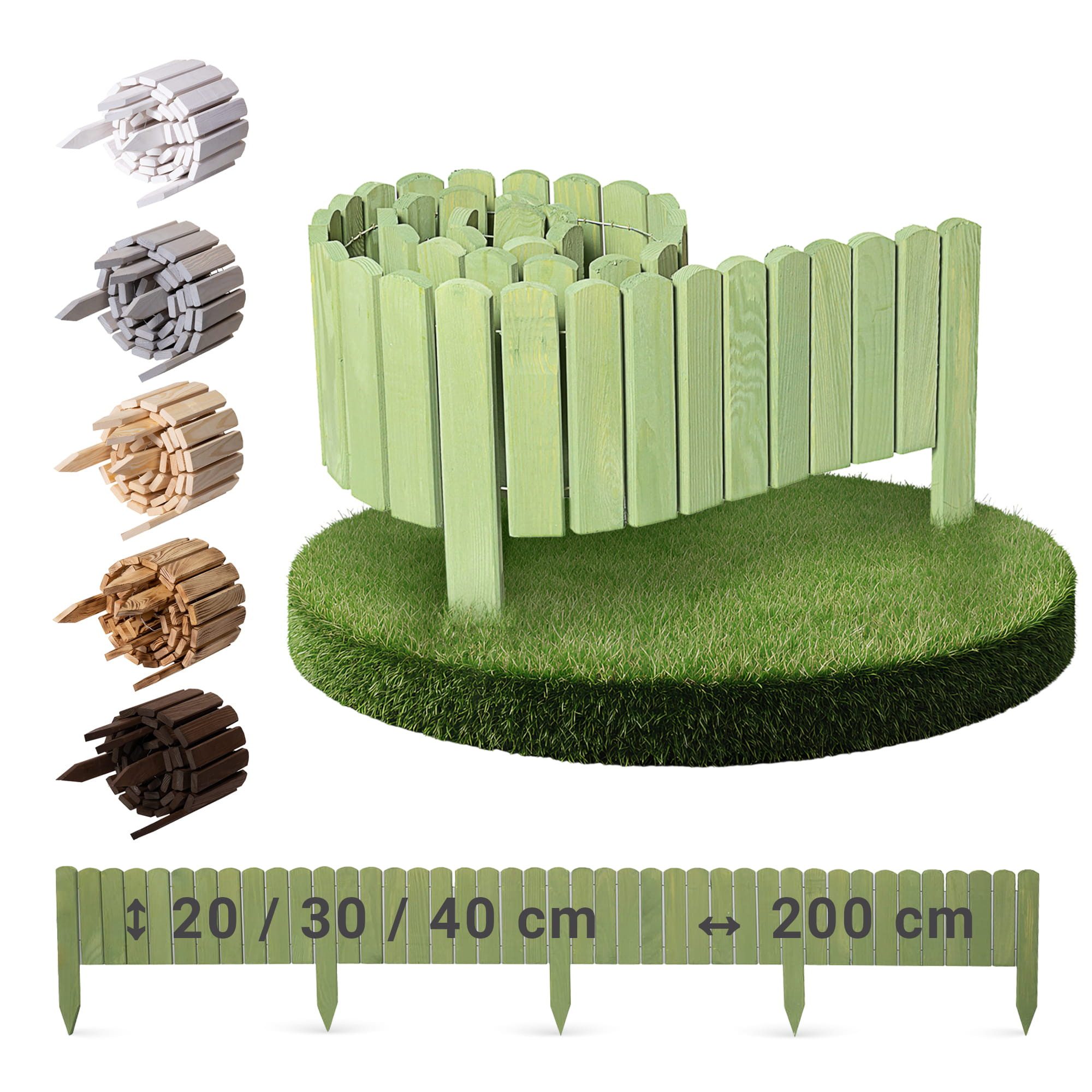 BooGardi Beetumrandung Rollborder, LxH: 200x40 cm, 3 Höhen Beeteinfassung Beetrolli Steckzaun Zaun