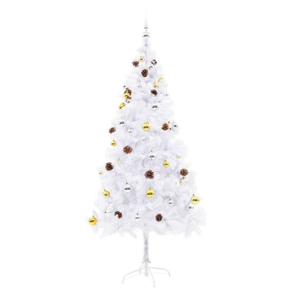 vidaXL Künstlicher Weihnachtsbaum Künstlicher Weihnachtsbaum mit Beleuchtung & Kugeln Weiß 180 cm