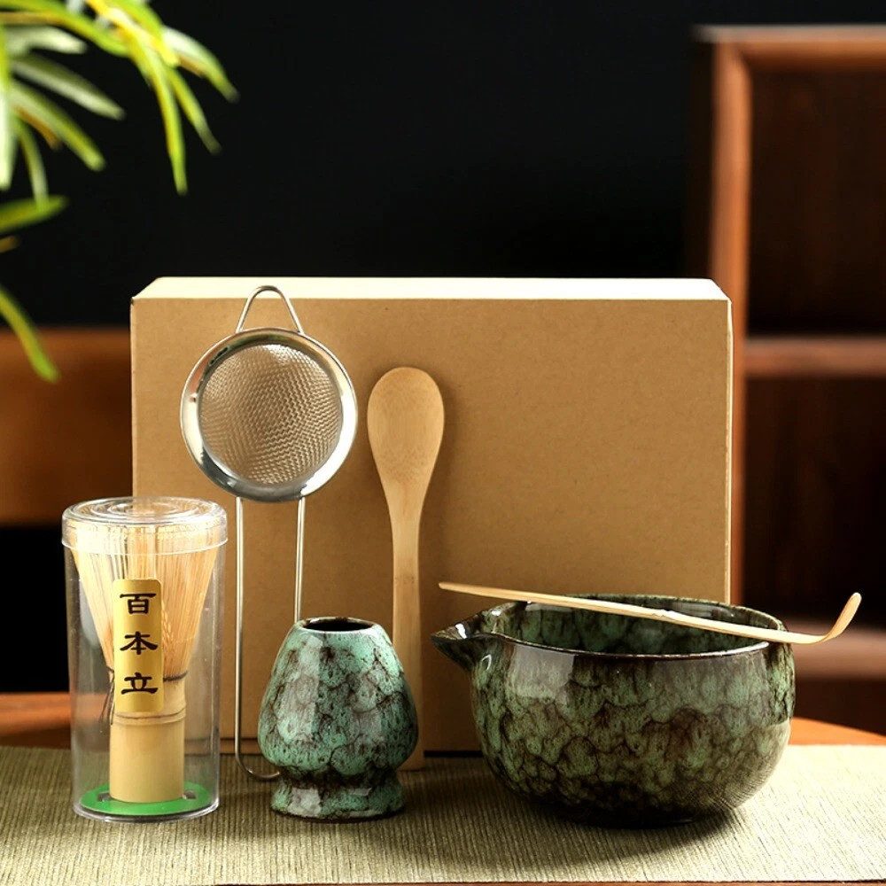 Coradoma Чайный сервиз Matcha Tee Set 7-teilig Zubereitungsset Geschenkset mit Bambus Chasen, Japanisch Traditionell für Teezeremonie
