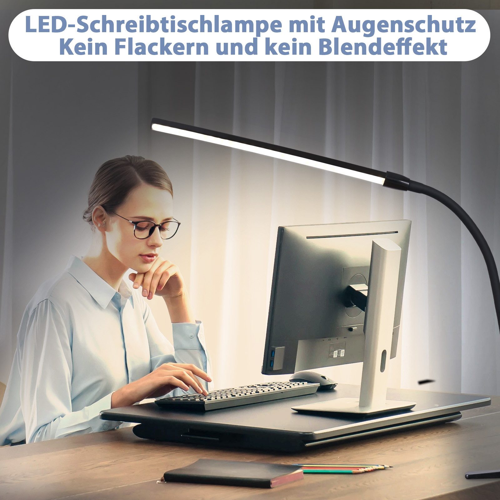 ZMH LED Tischleuchte LED Klemmbar - Schwarz/Weiß Tageslichtlampe USB 5W Bür günstig online kaufen