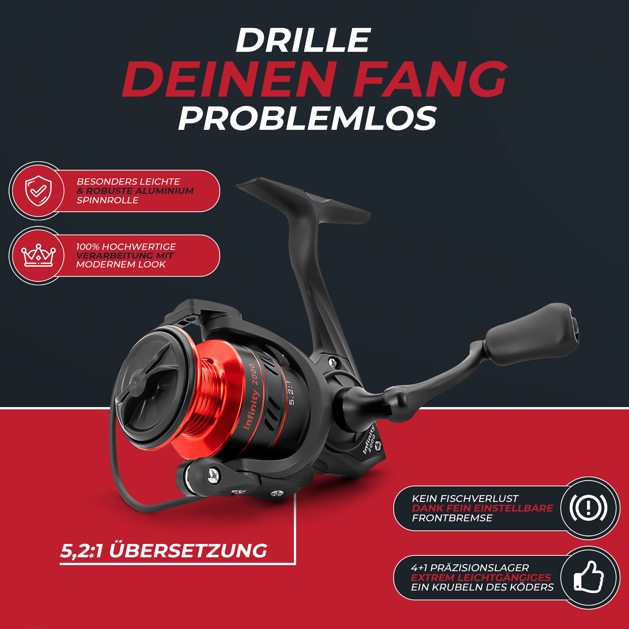 Paradox Fishing Spinnrute Firetiger, (Firetiger Spinnrute + Infinity Rolle), 2,1m/2,4m/2,7m, 5-20g/15-35g/20-60g – Bild 5 von 5