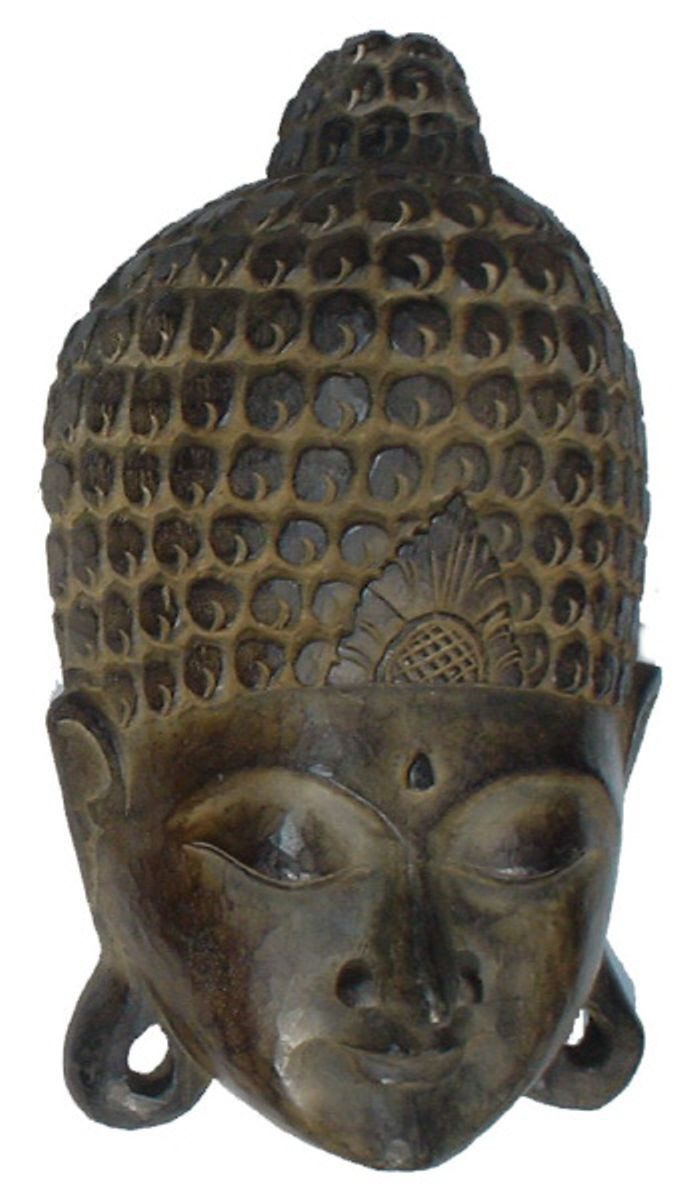 Guru-Shop Wandbild Buddha Maske, Wandschmuck, Ethno Wanddekoration..