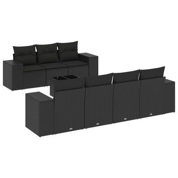 vidaXL Loungesofa 8-tlg. Garten-Sofagarnitur mit Kissen Schwarz Poly Rattan, 1 Teile