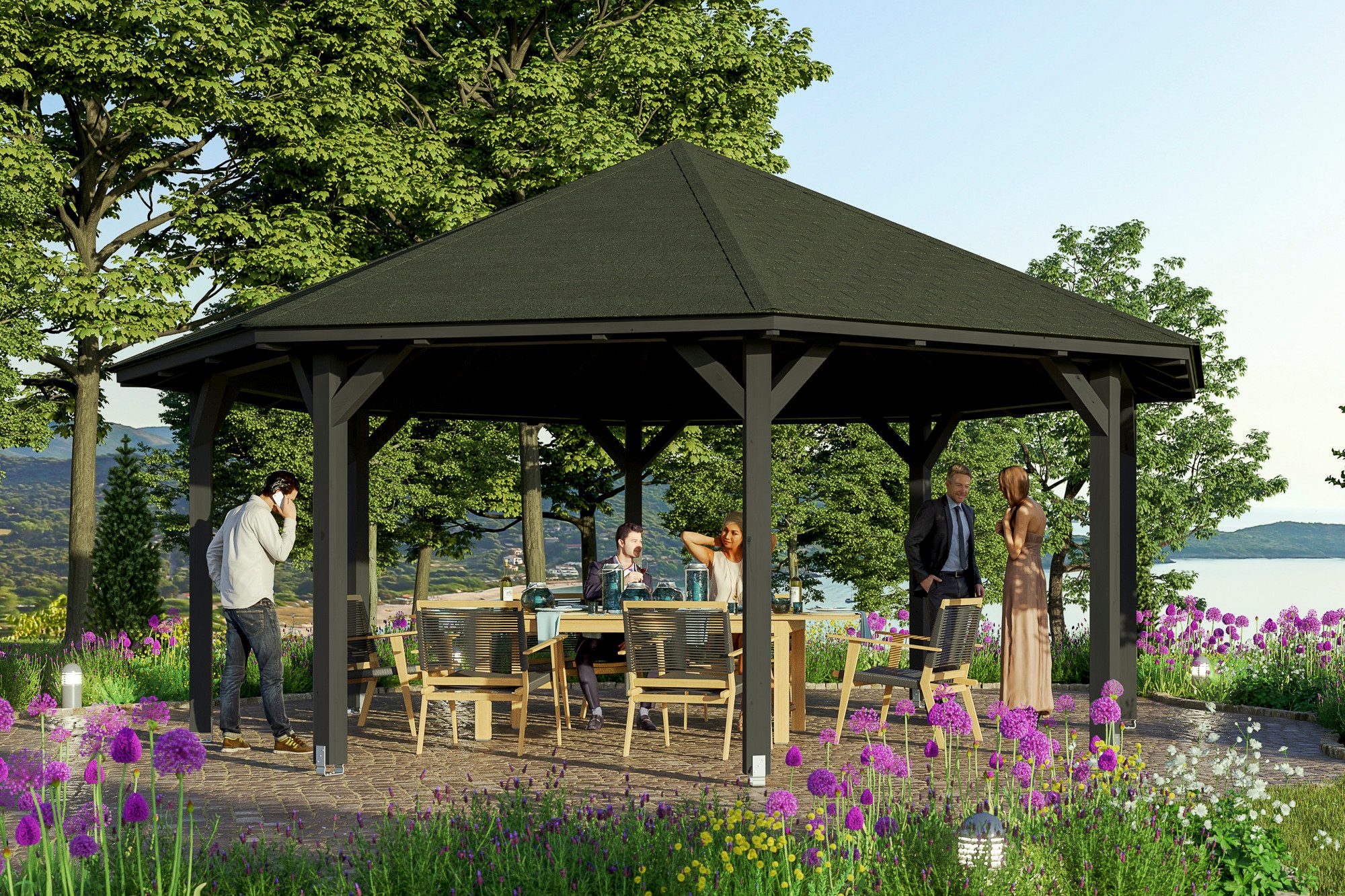 Skanholz Pavillon Nice 4, 8-Eck, BxT: 630x630 cm