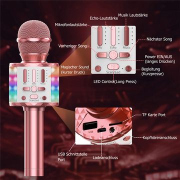 Bifurcation Mikrofon LED-Funk-Bluetooth-Mikrofon mit Lautsprecher zum Singen (1-tlg)