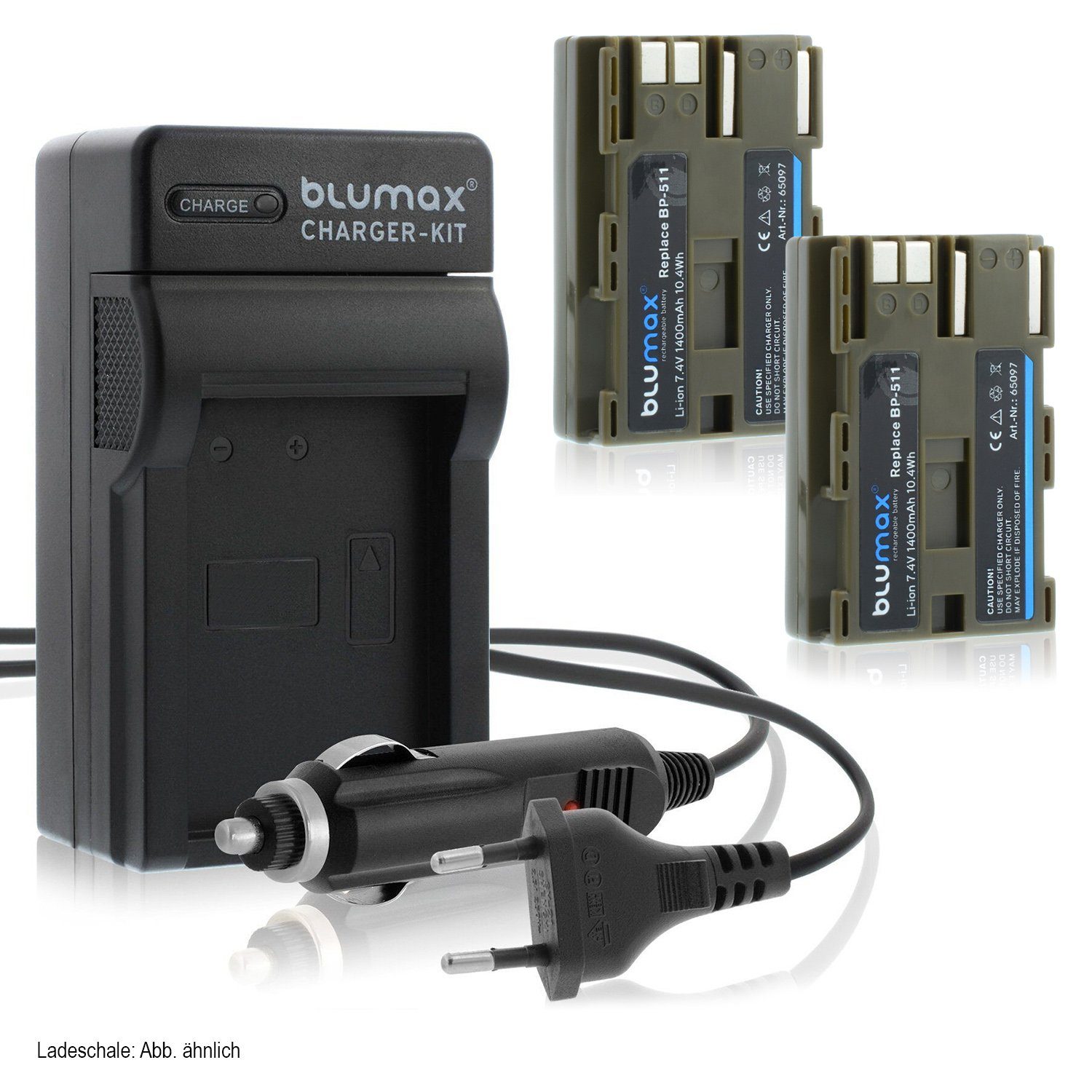 Blumax Set mit Lader für Canon EOS 300D BP-511 1400 mAh Kamera-Akku