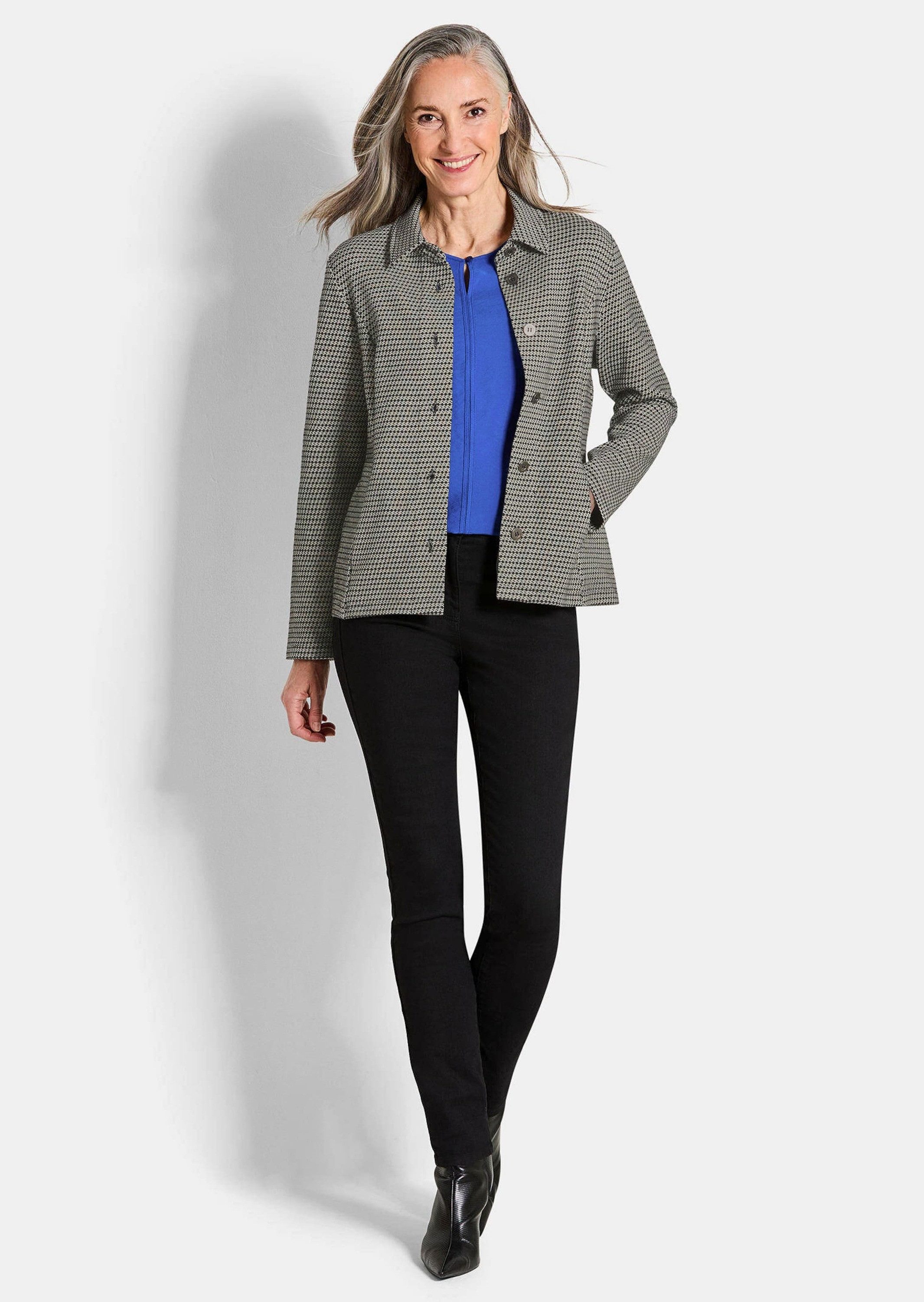 GOLDNER Shirtjacke Lässige Baumwolljacke, Pepitamuster Businessblazer mit H günstig online kaufen