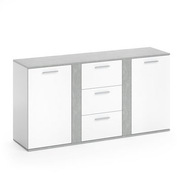 Vicco Kommode Sideboard Highboard NOVELLI 2D3S Weiß / Beton