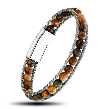 NAHLE Perlenarmband Tigerauge Naturstein Armband (inkl. Schmuckschachtel), mit Magnetverschluss für ein sicheres verschließen