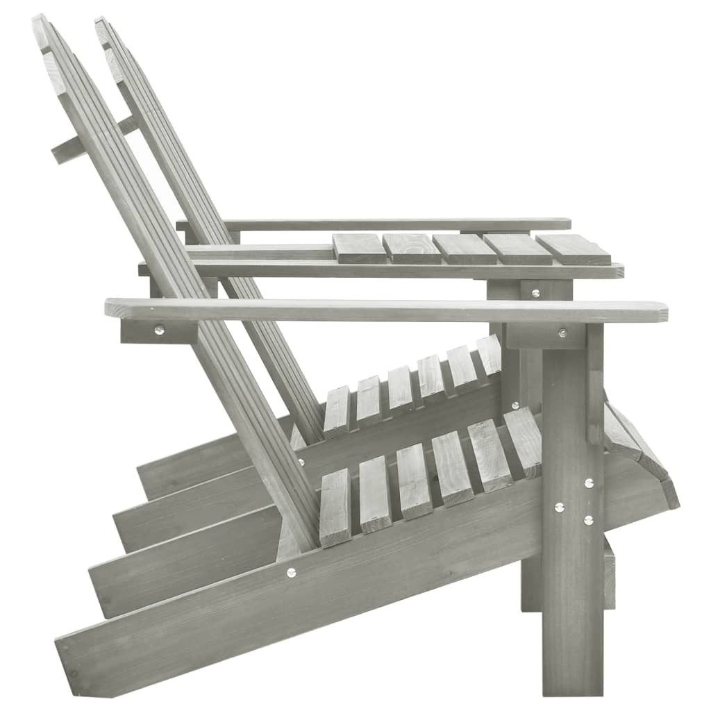 vidaXL Gartenstuhl Adirondack-Gartenstühle mit Tisch Massivholz Tanne Grau (1 St)